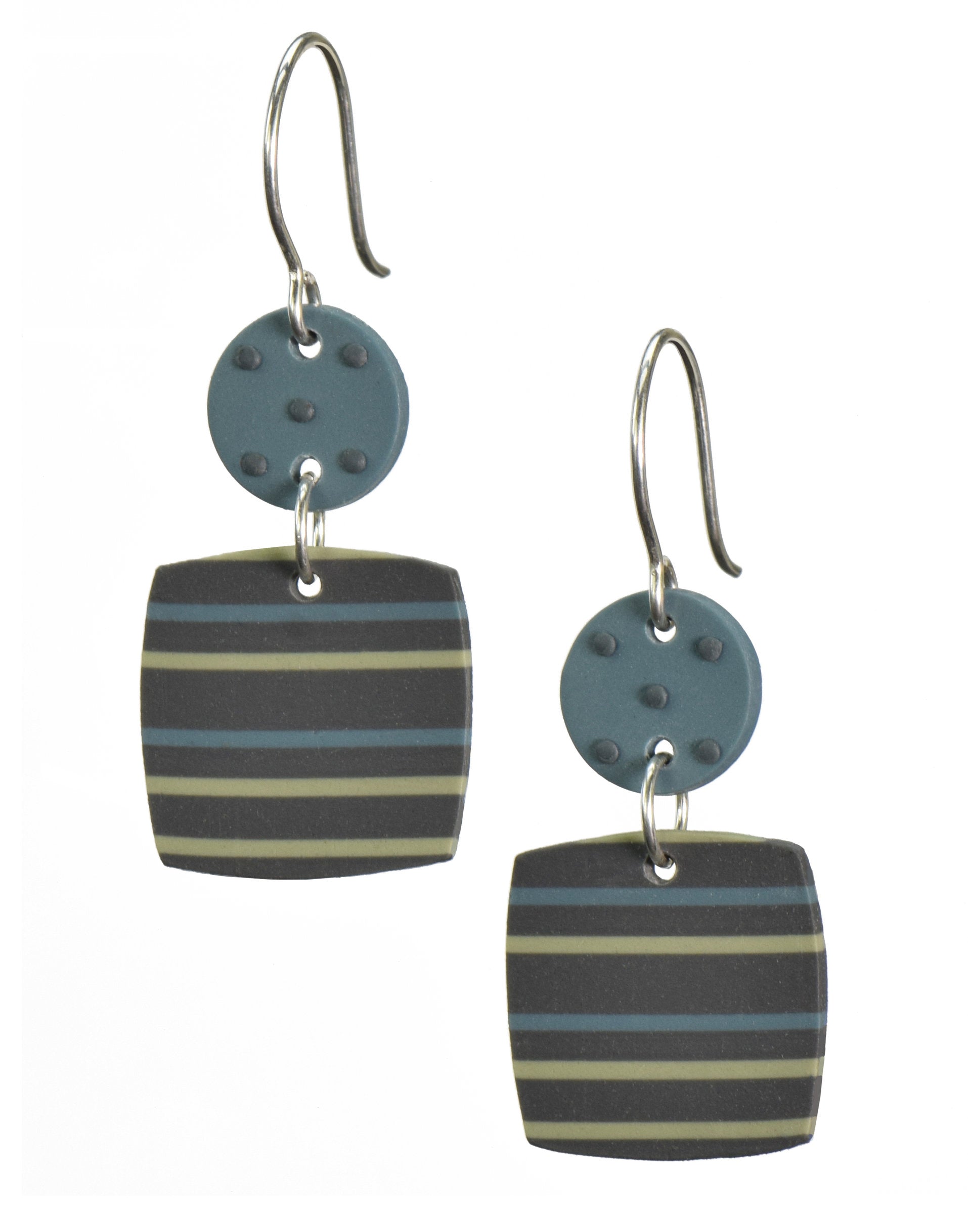 Gray with dark teal and celery stripes