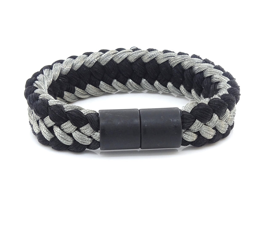 Classic Black and Silver on the Wrist  - silver framed by black