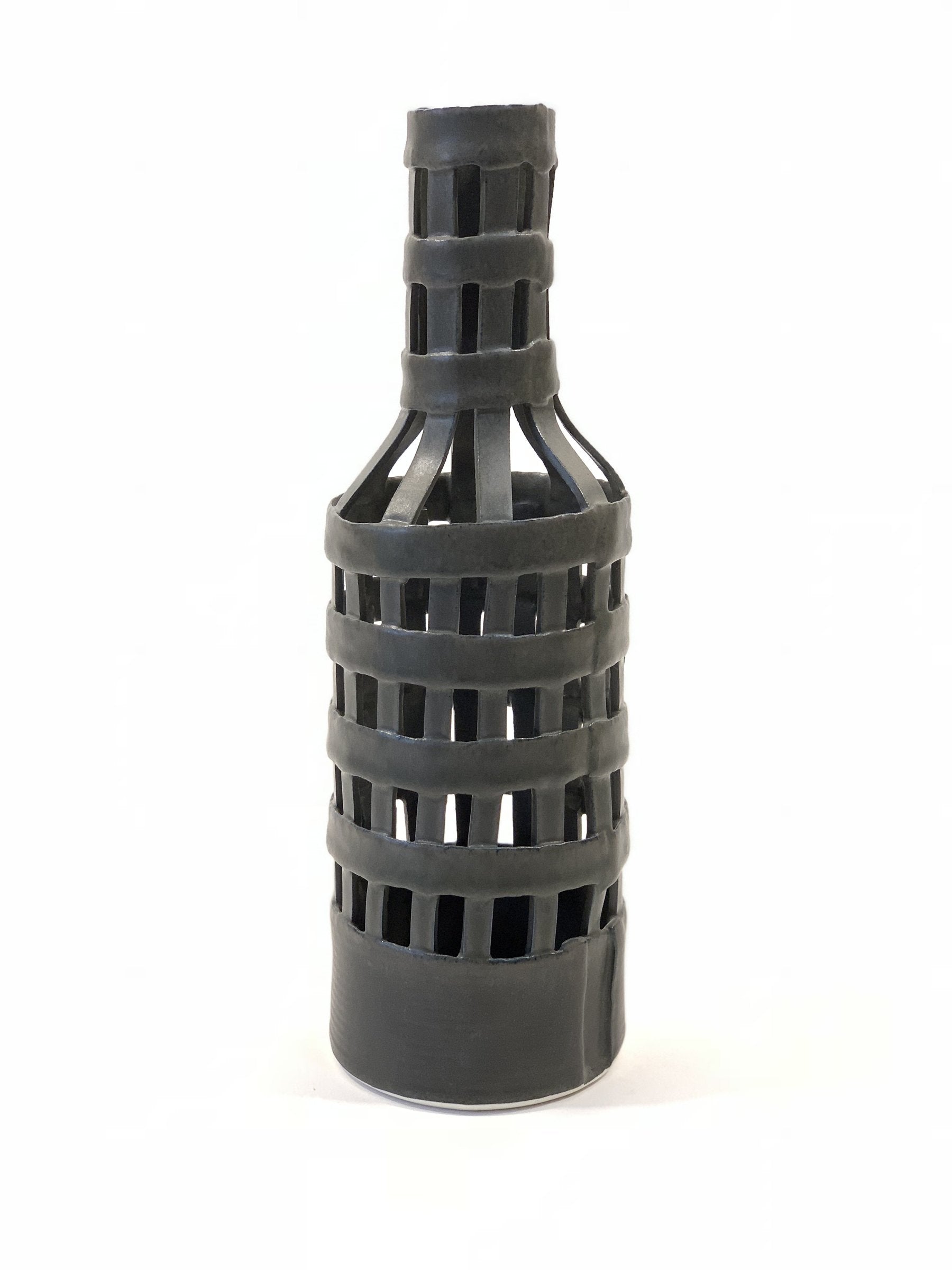 Lattice Bottle Vase in Black