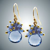 Blue Quartz Cluster Heart Earrings