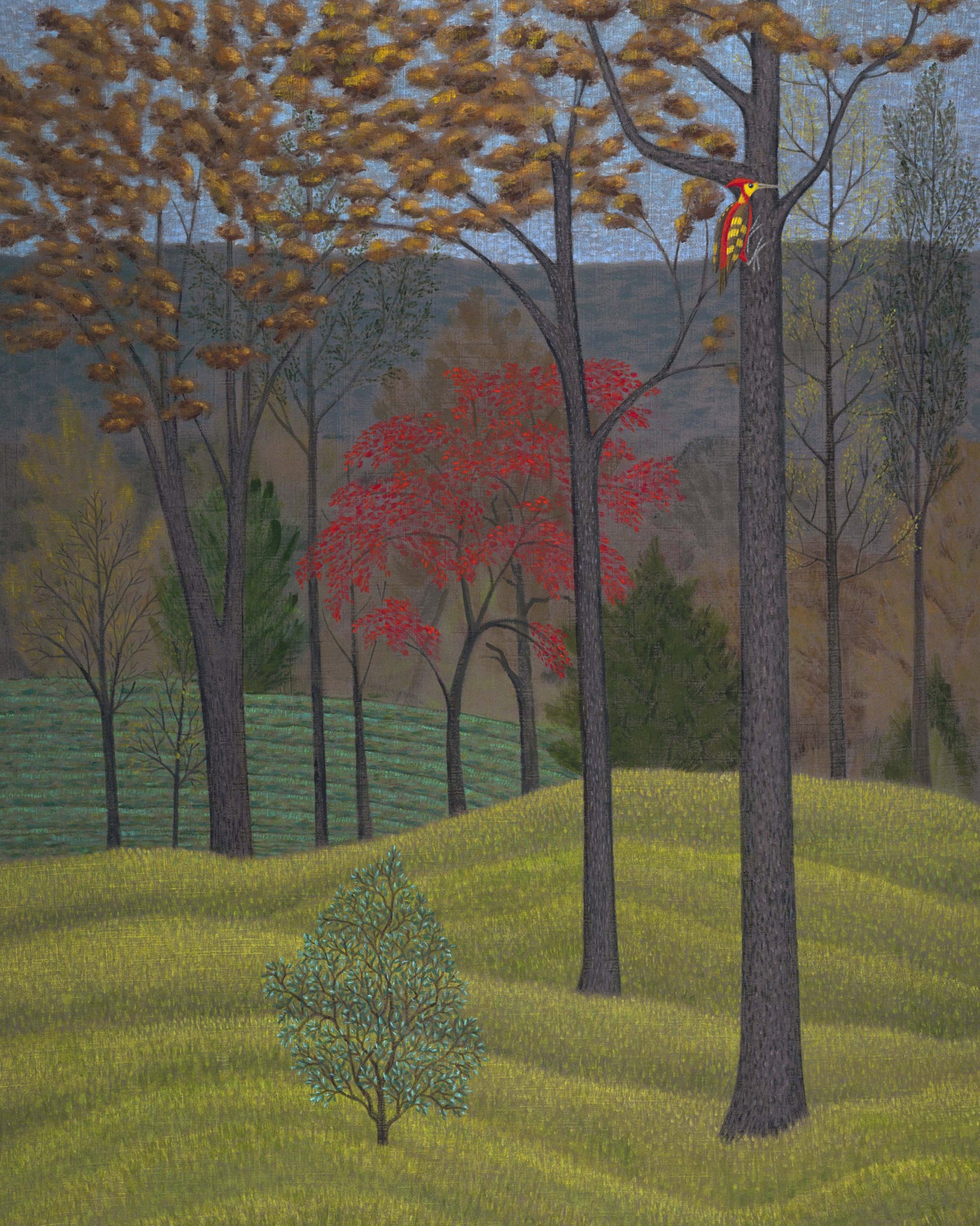Red Tree and Woodpecker