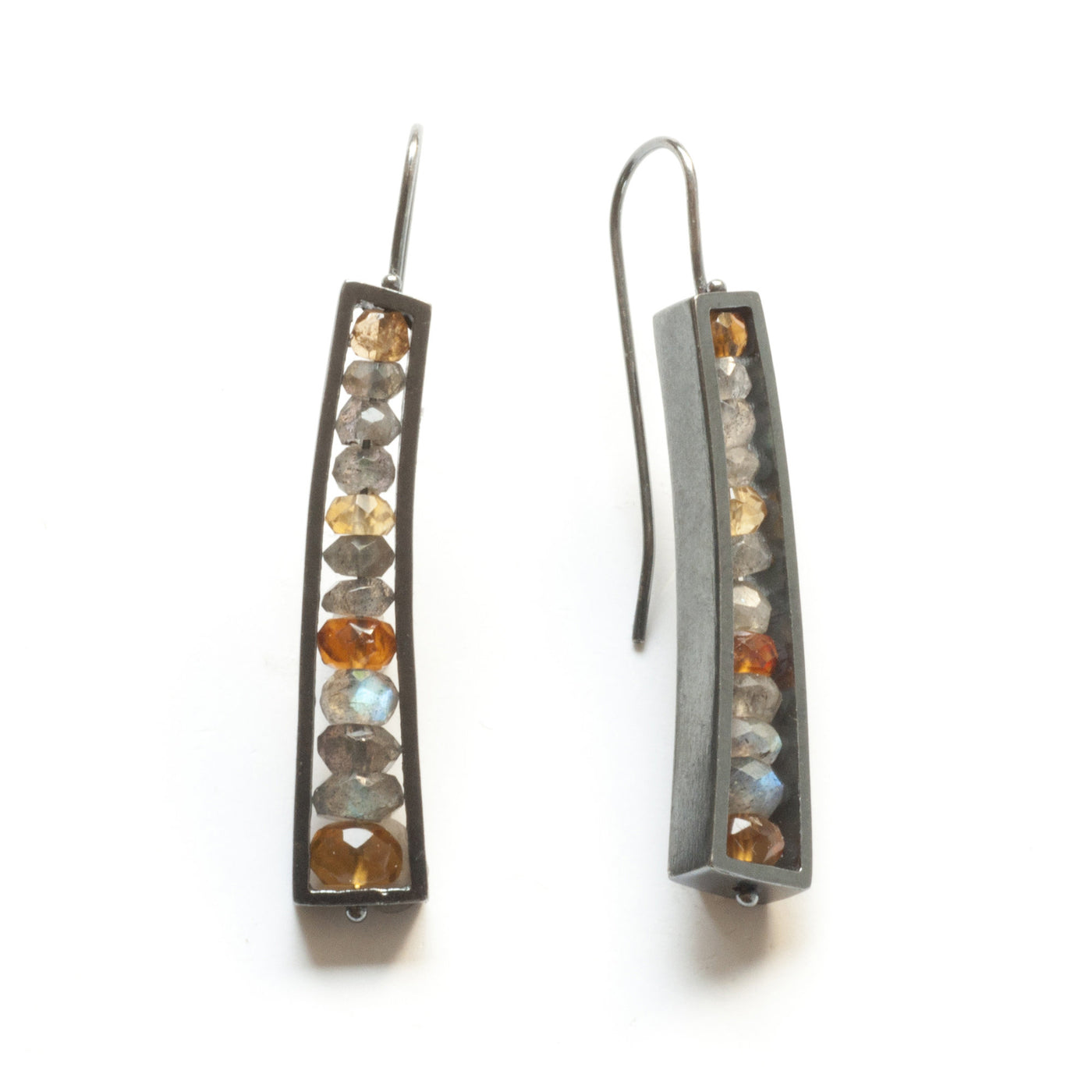 Oxidized Slender Wedge Earrings