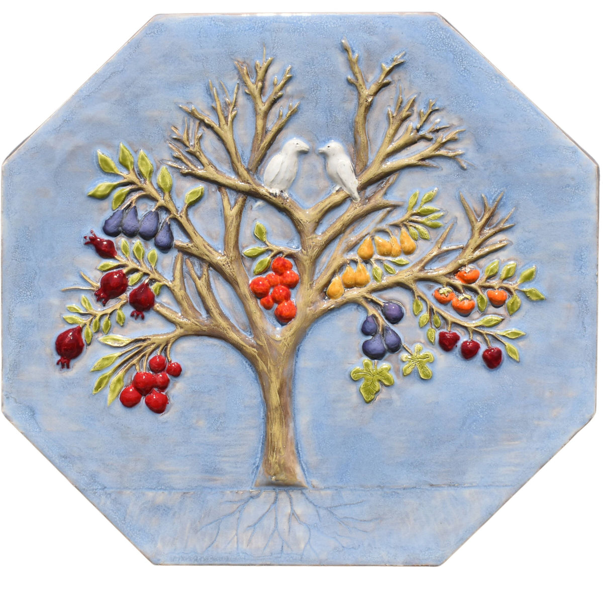 Magic Fruit Tree Octagon Wall Tile in Hyacinth