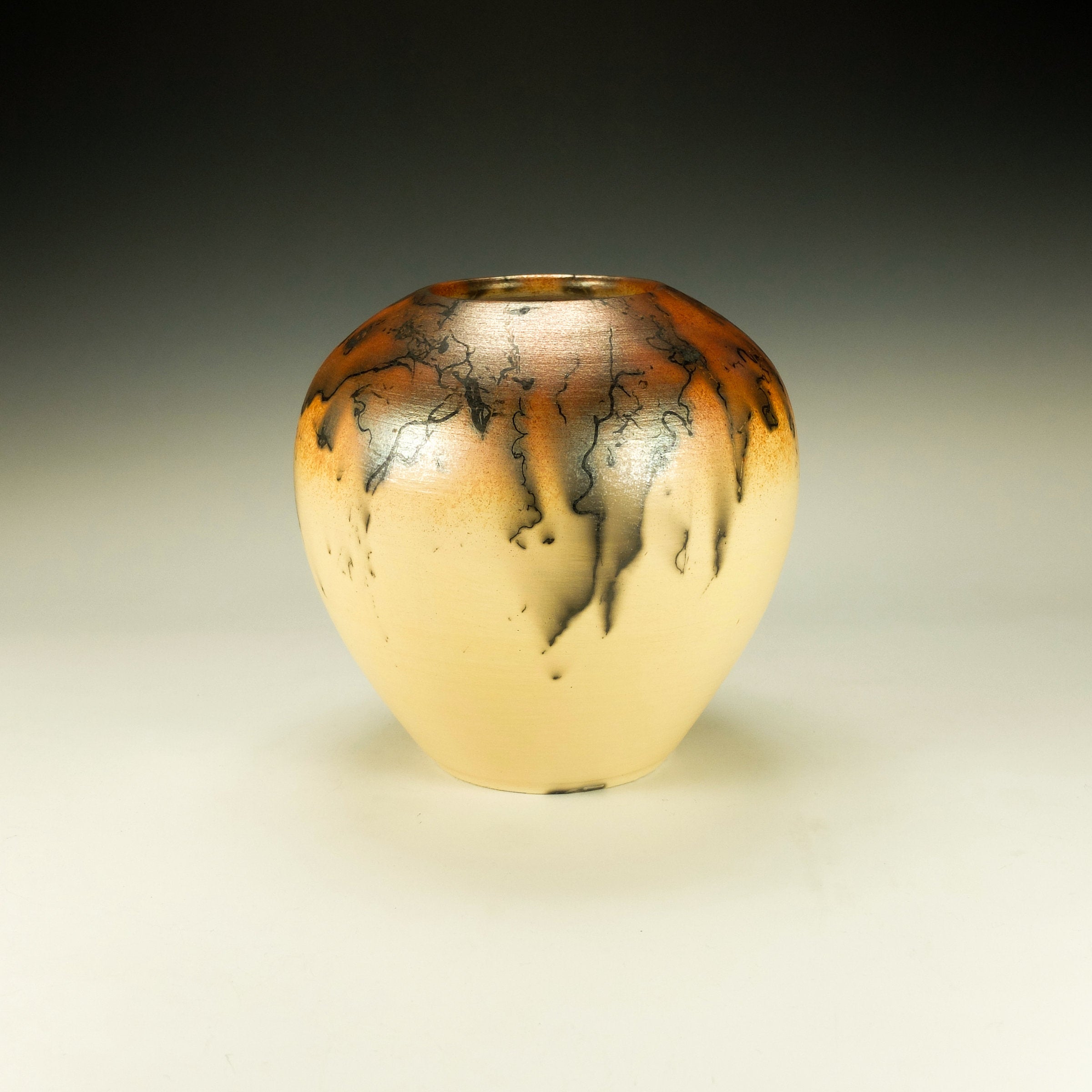Orange, Black and Mustard Raku Pottery