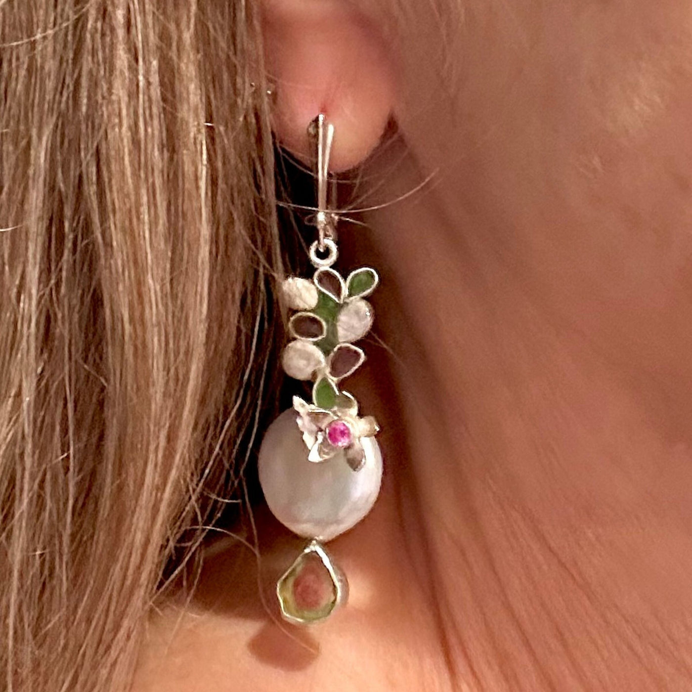 Kinetic Blossom & Tourmaline Earrings