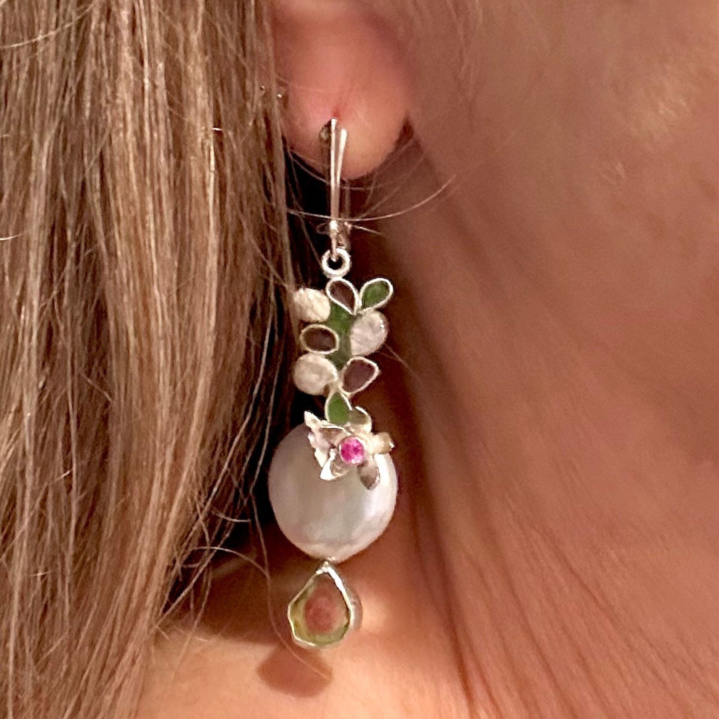 Kinetic Blossom & Tourmaline Earrings
