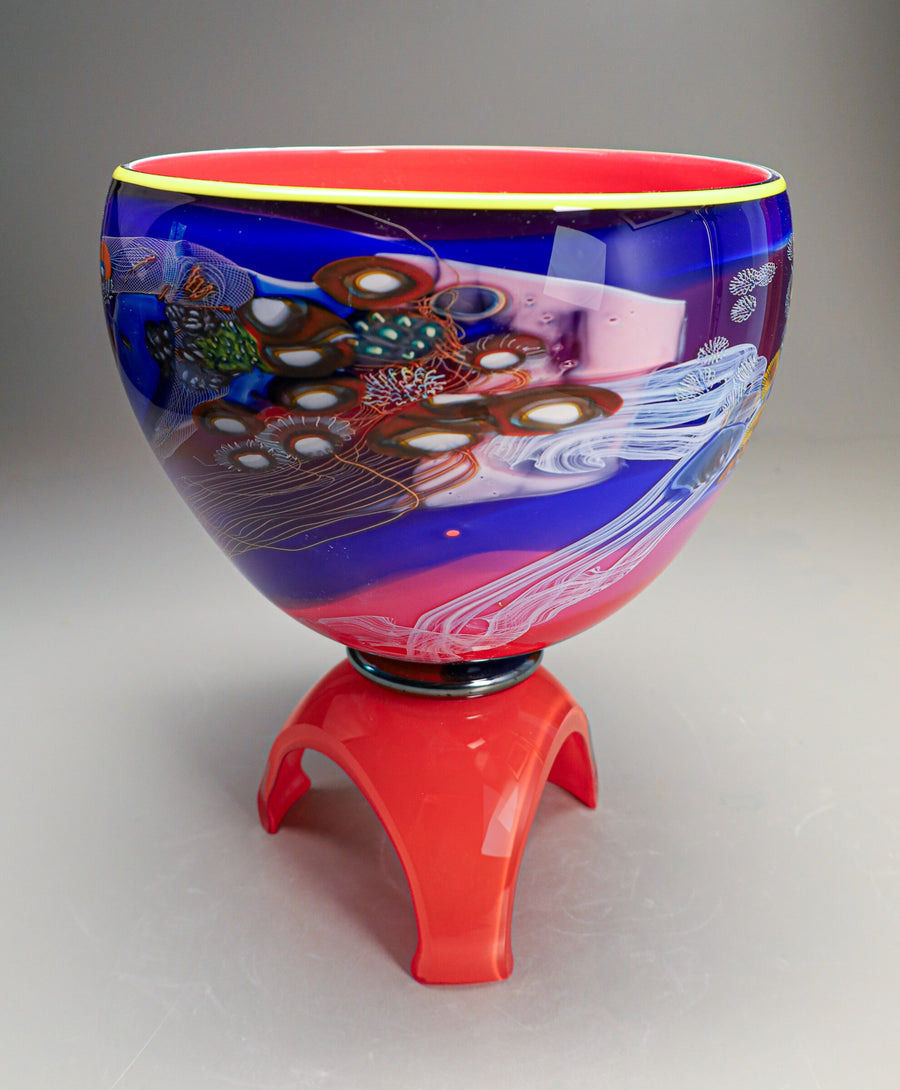 Color Field Bowl with Fire-red Base