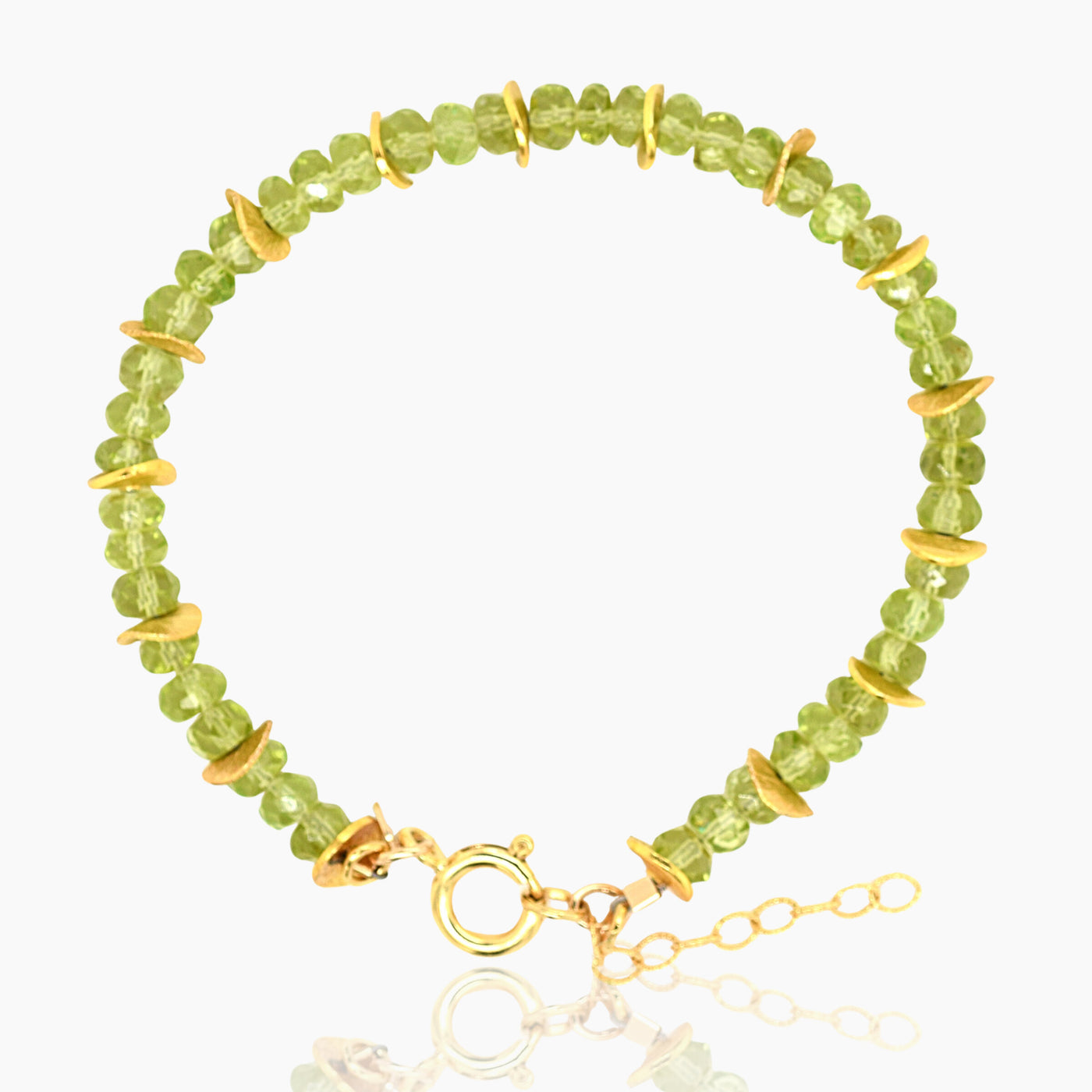 Peridot Faceted Rondel Gold Bracelet