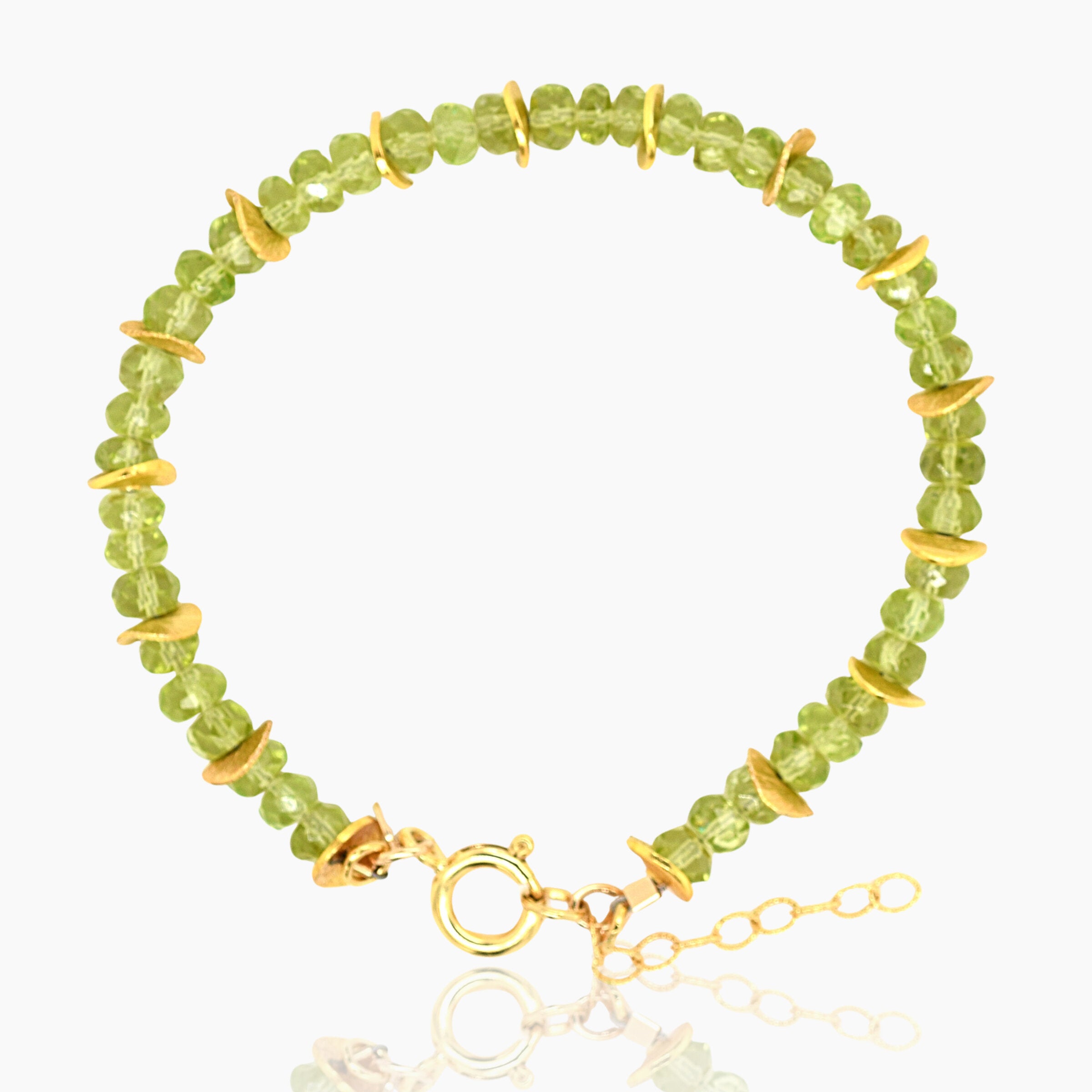 Peridot Faceted Rondel Gold Bracelet