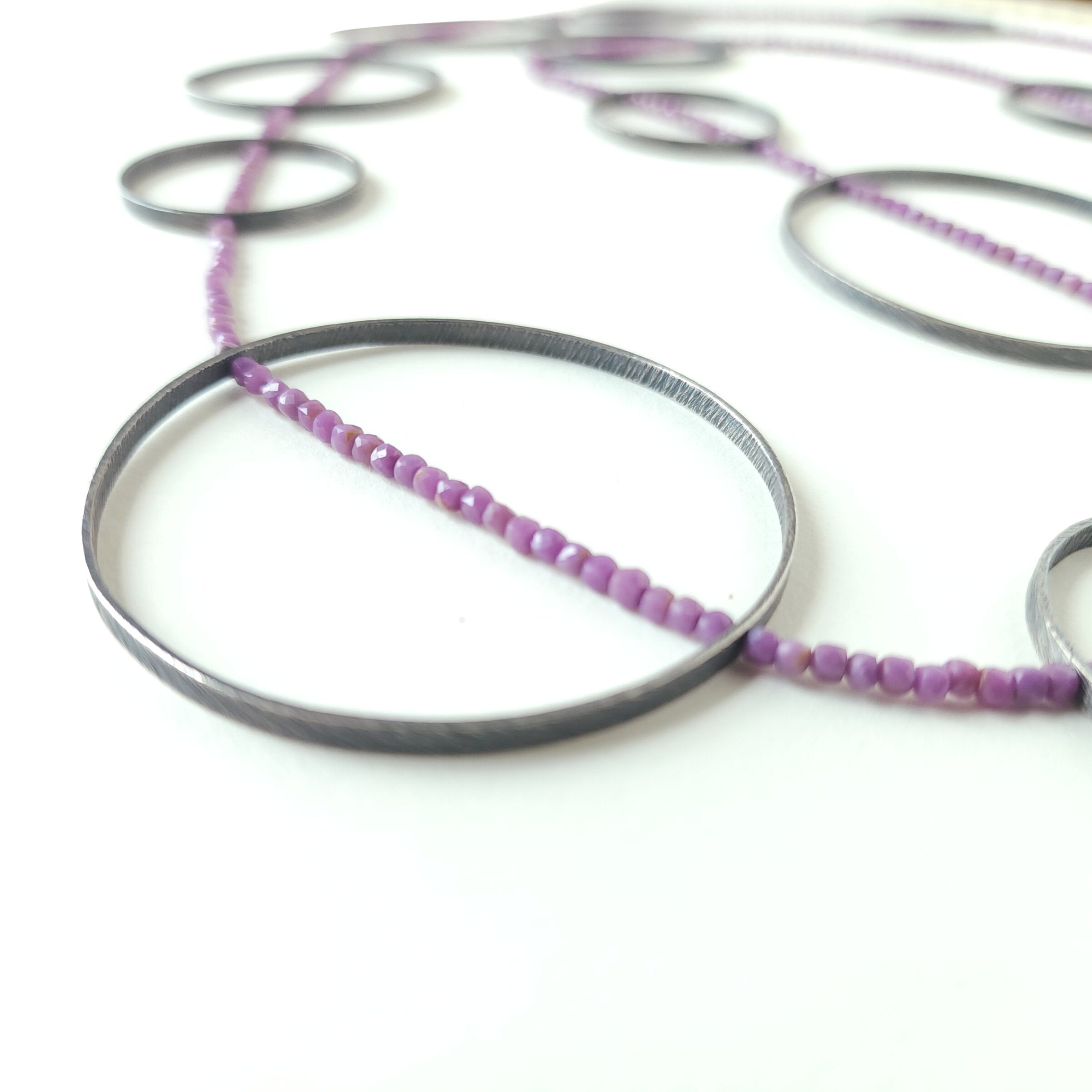 Phosphosiderite Large & Long Circle Bubble Necklace