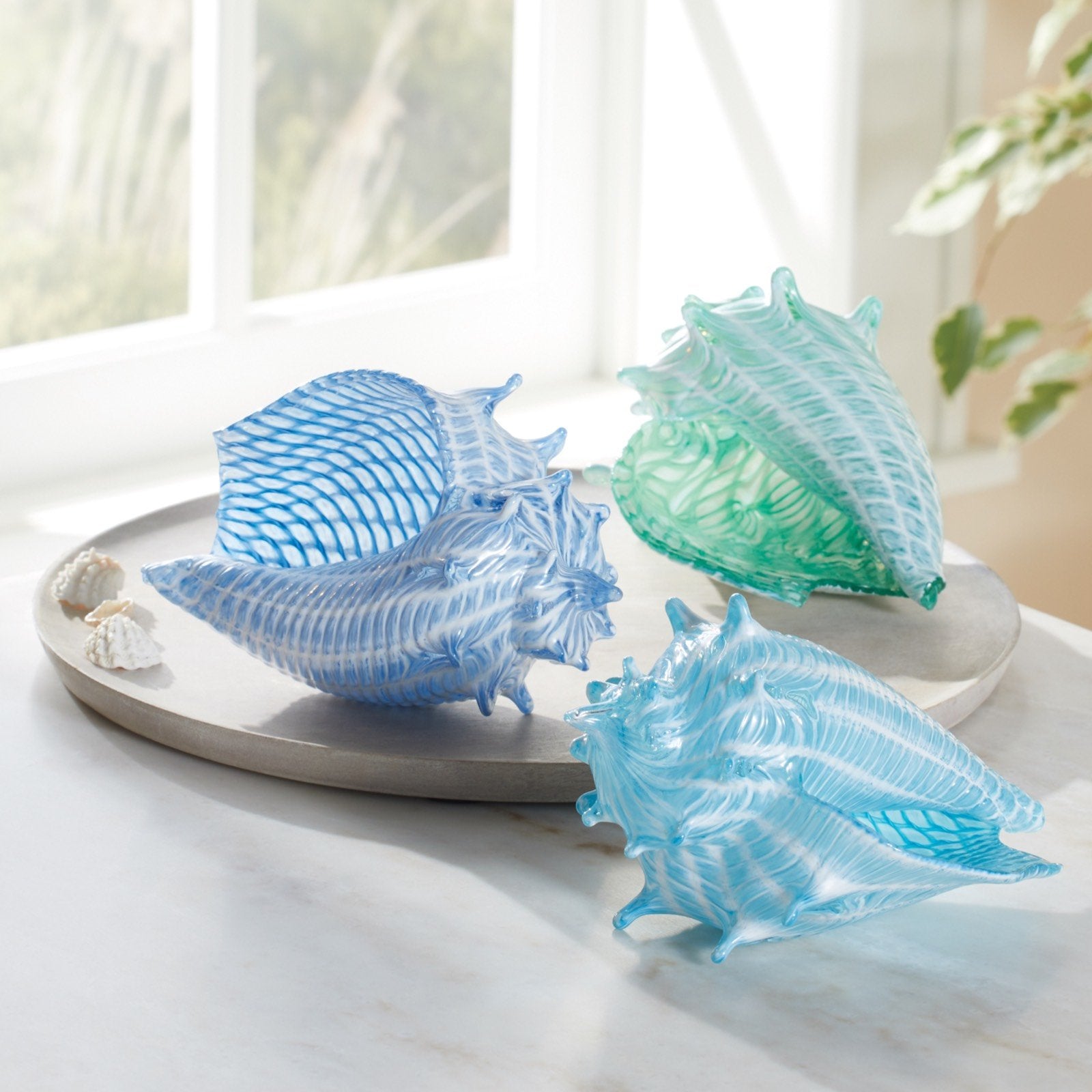 clockwise from left: aquamarine, lagoon, sky blue