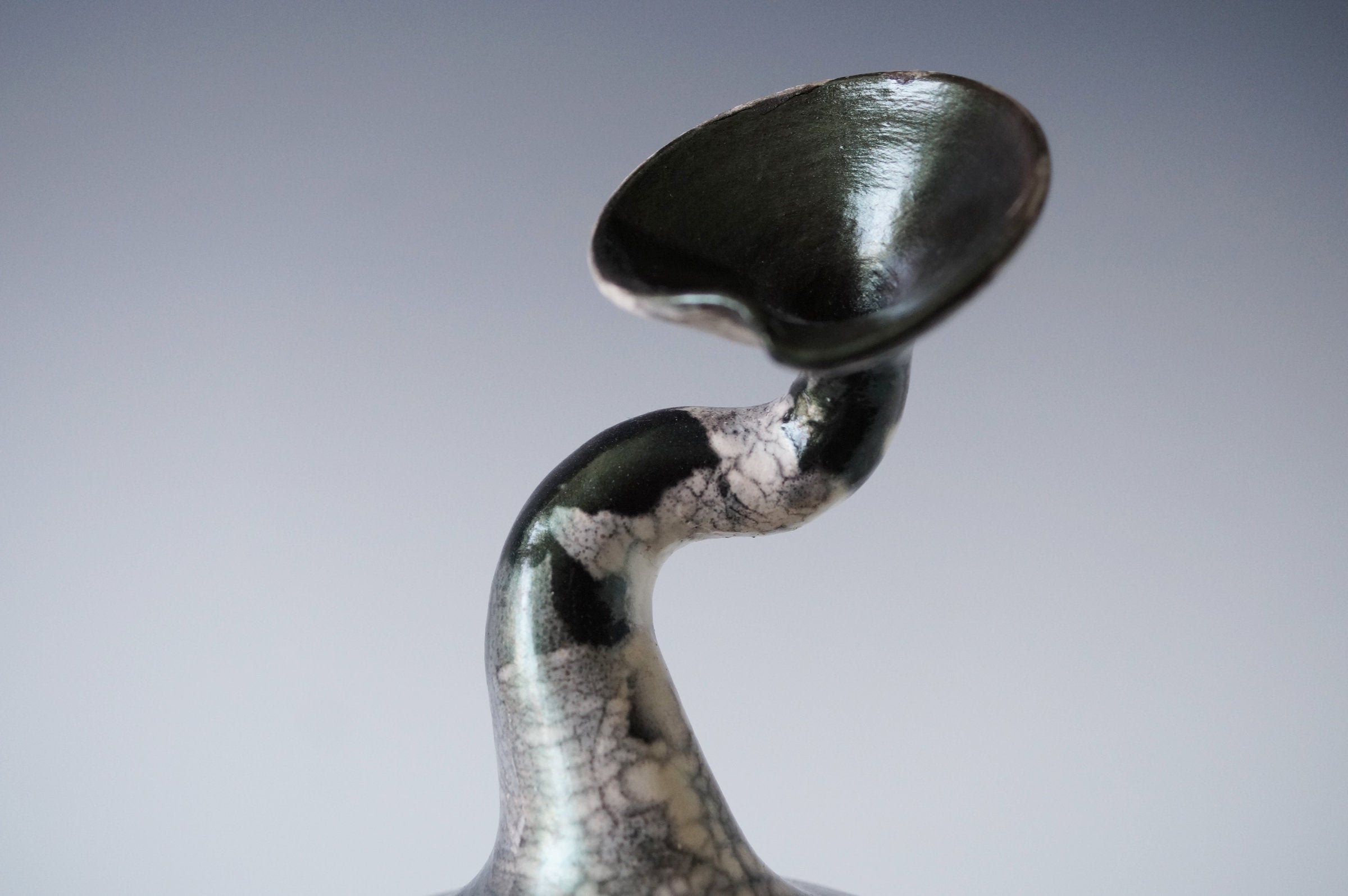Nerida Coil Green Iridescent Raku Vessel
