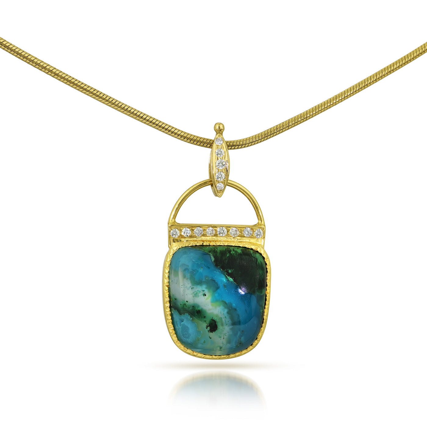 14k Gold, Gem Silica & Diamond Pendant