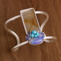 Golden Rutile & Lilac Opal Column Cuff
