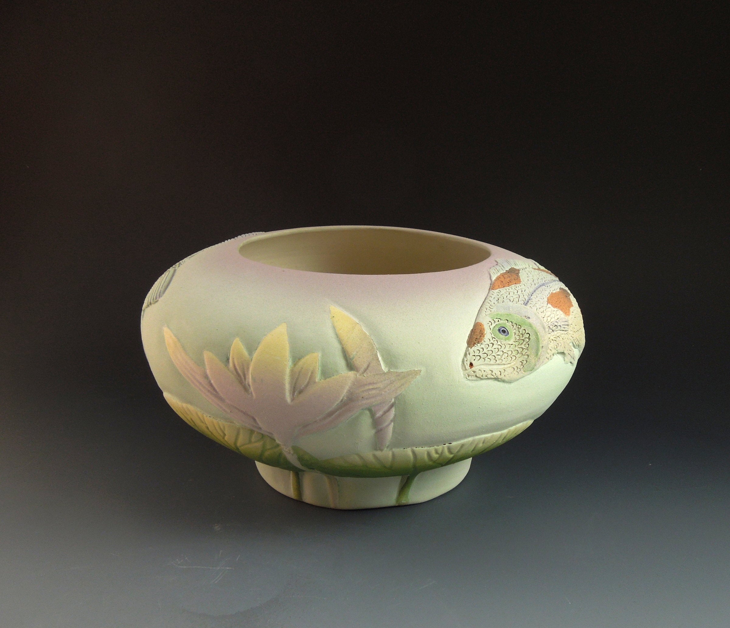 Two Koi Waterlily Bowl