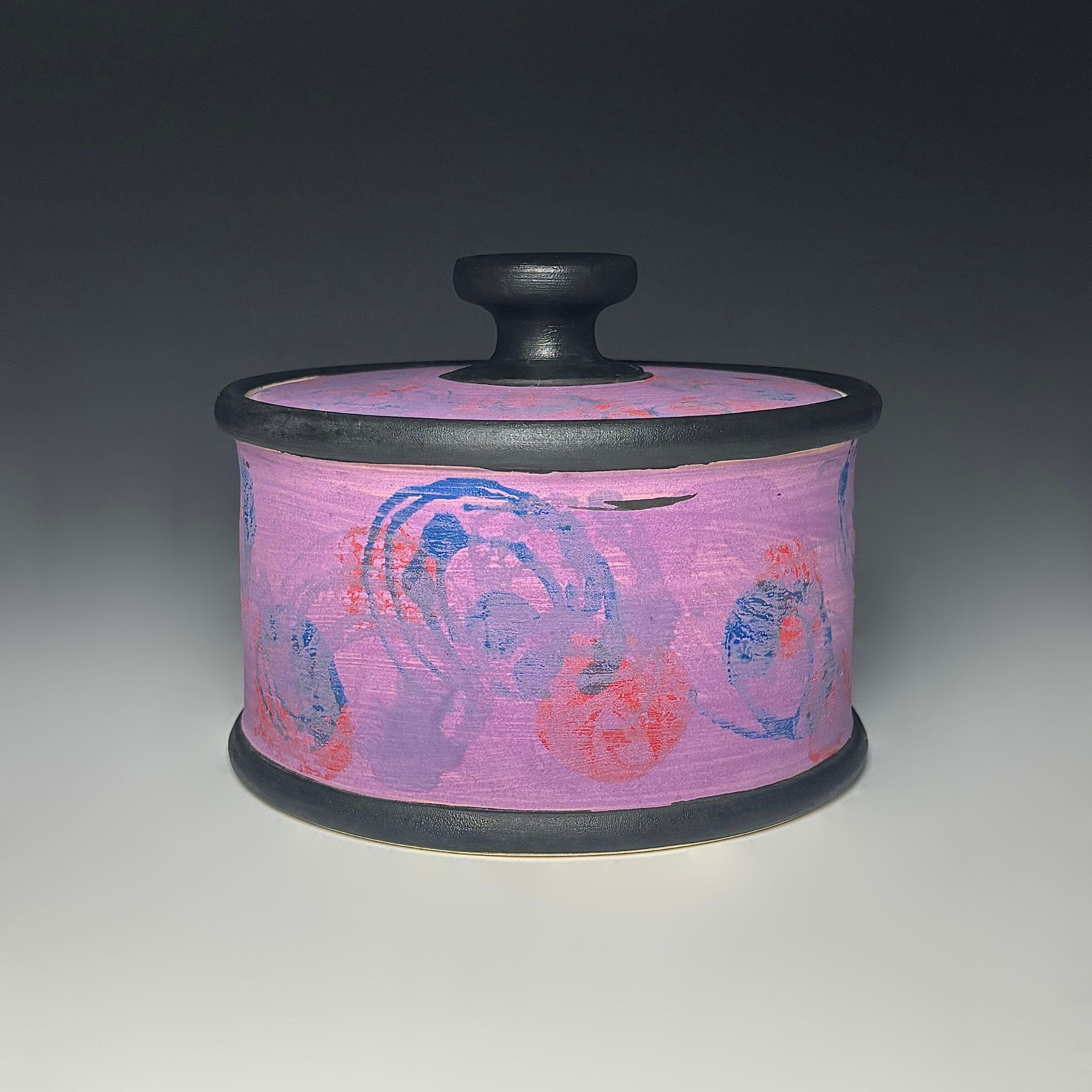 Painterly Lidded Jar in Berry