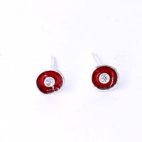 Red Enamel & Diamond Earrings