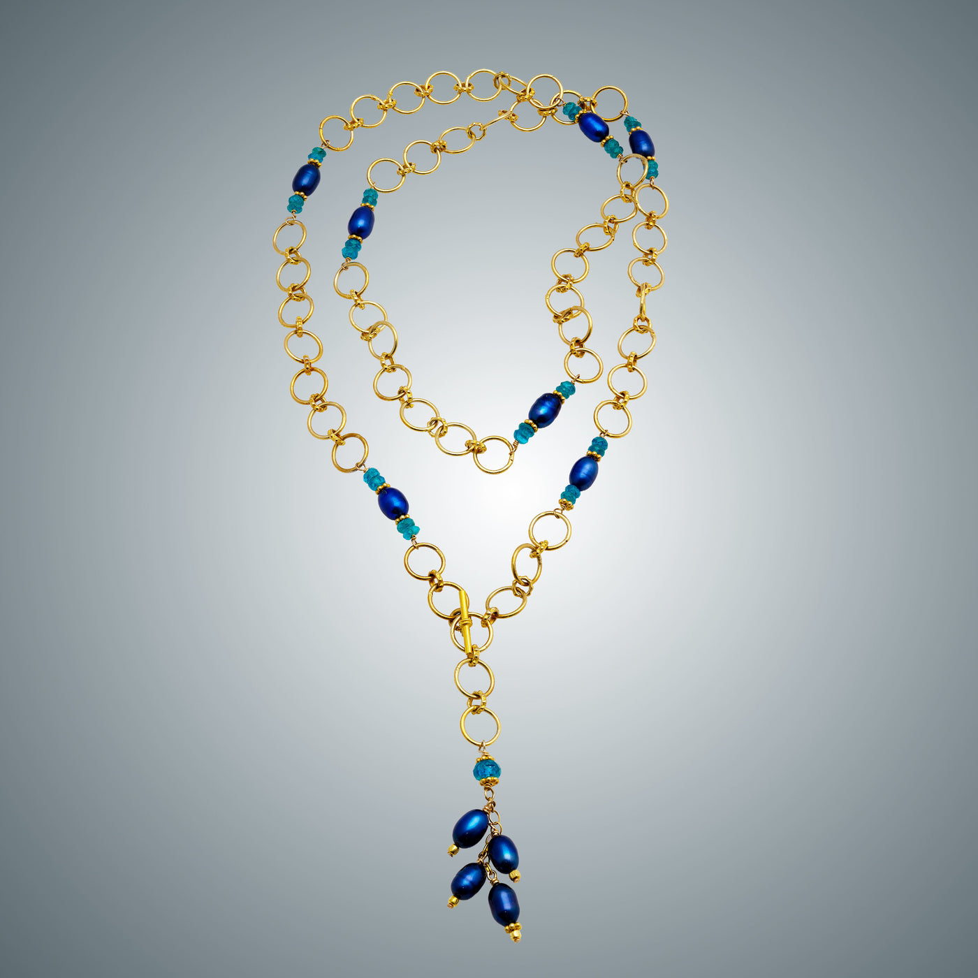 Apatite, Pearl, and Vermeil Necklace