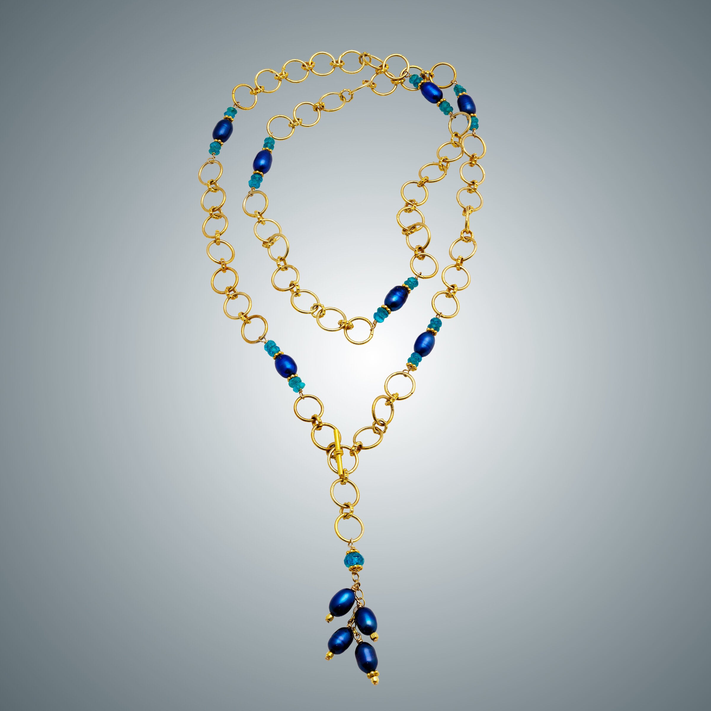Apatite, Pearl, and Vermeil Necklace