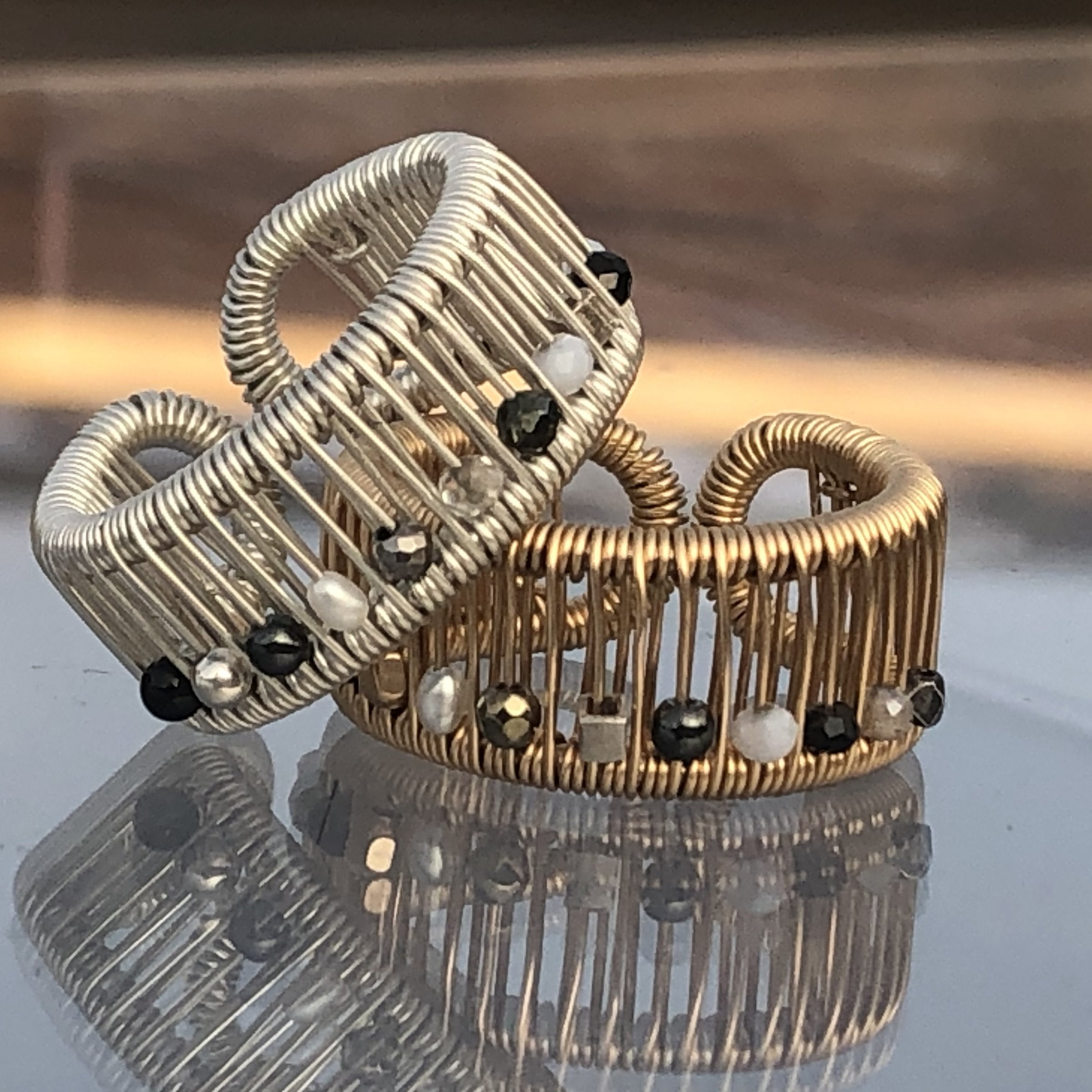 left to right: silver, yellow gold-filled