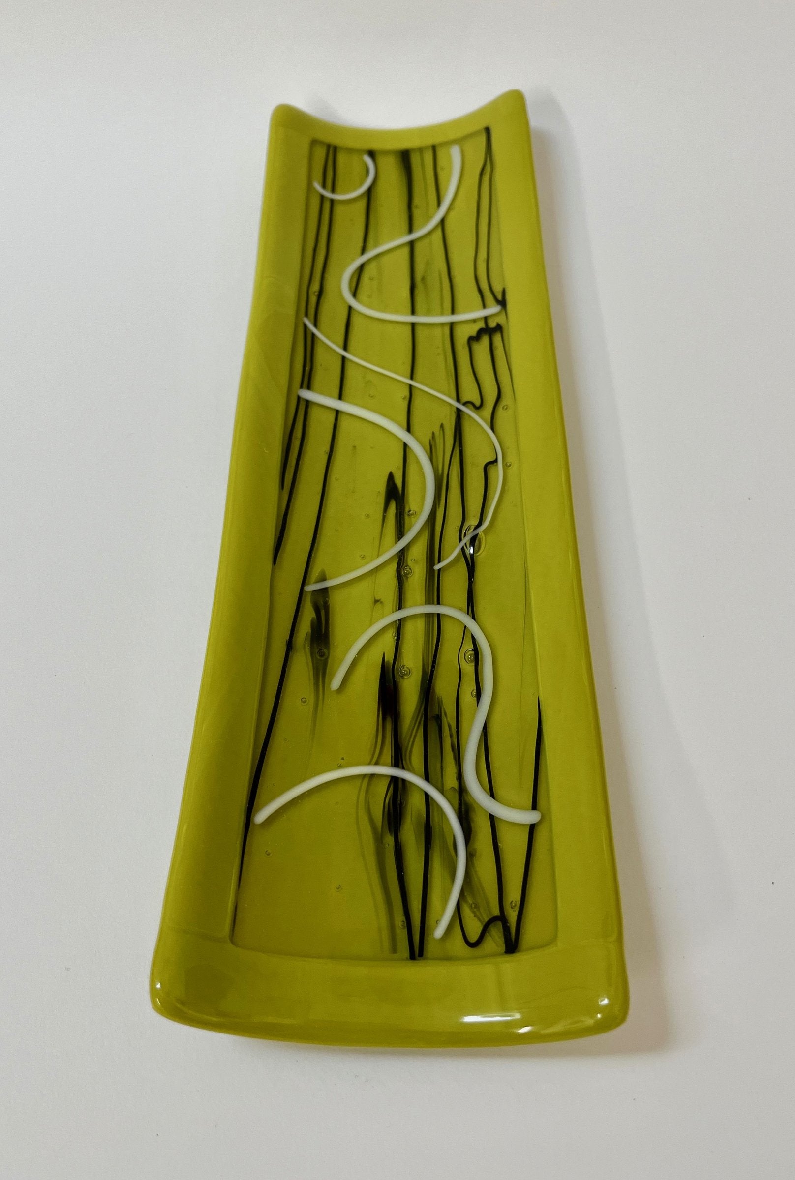 Black Stria Platter on Green