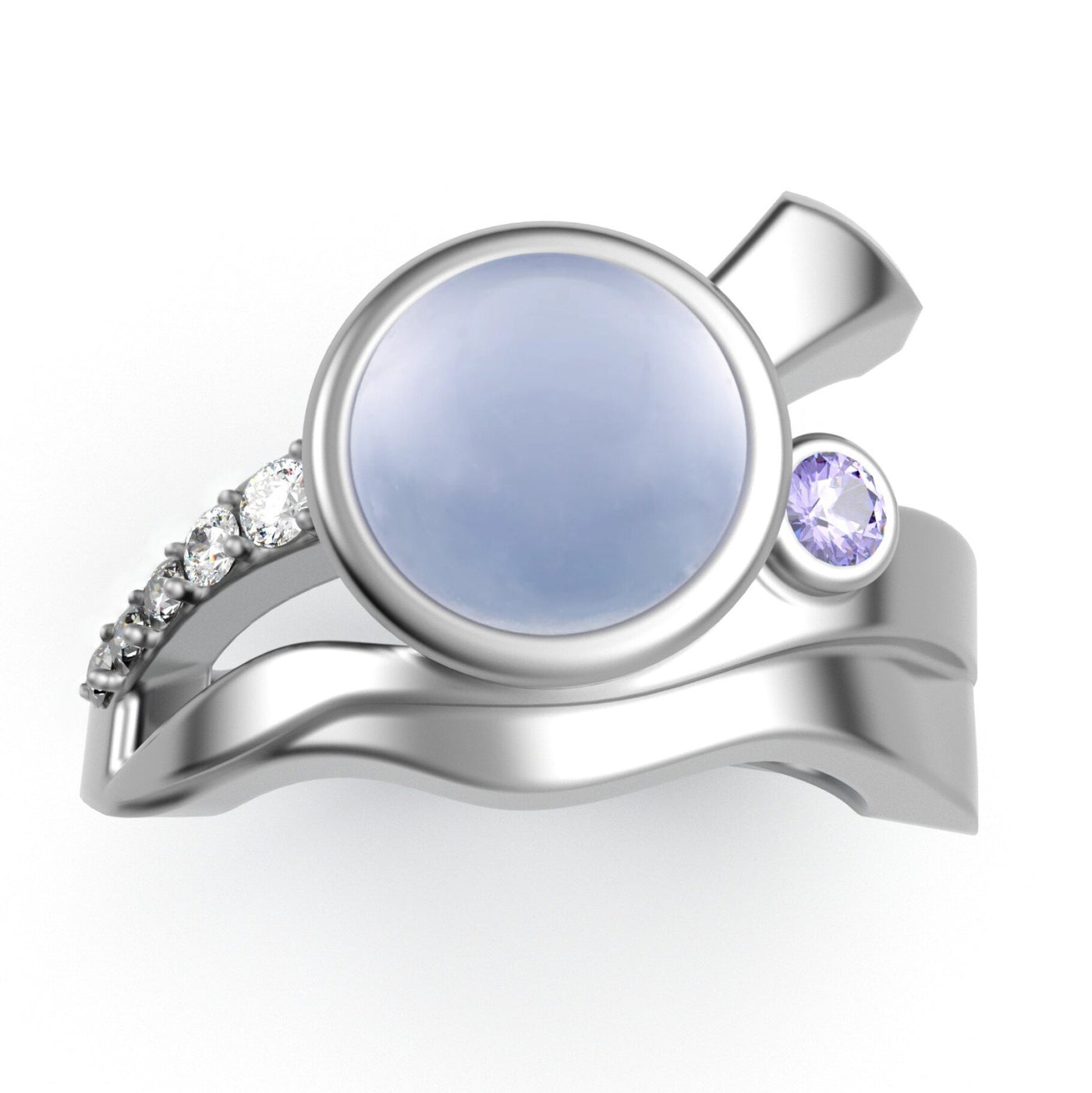 Blue Chalcedony Openwork Ring