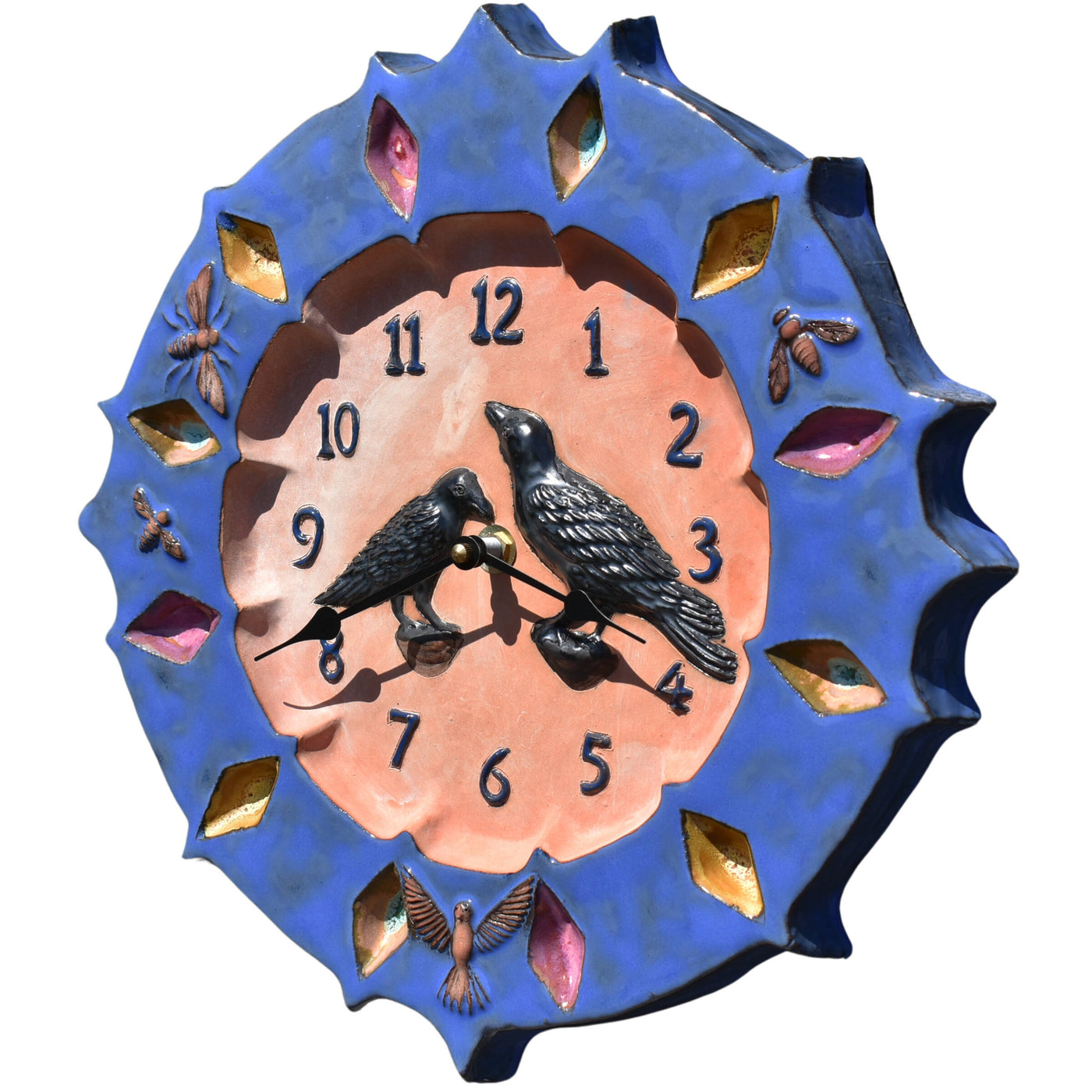 Ravens Ceramic Wall Clock in Deep Water Blue