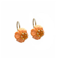Treasure Chest Coral & Citrine Flower Earrings