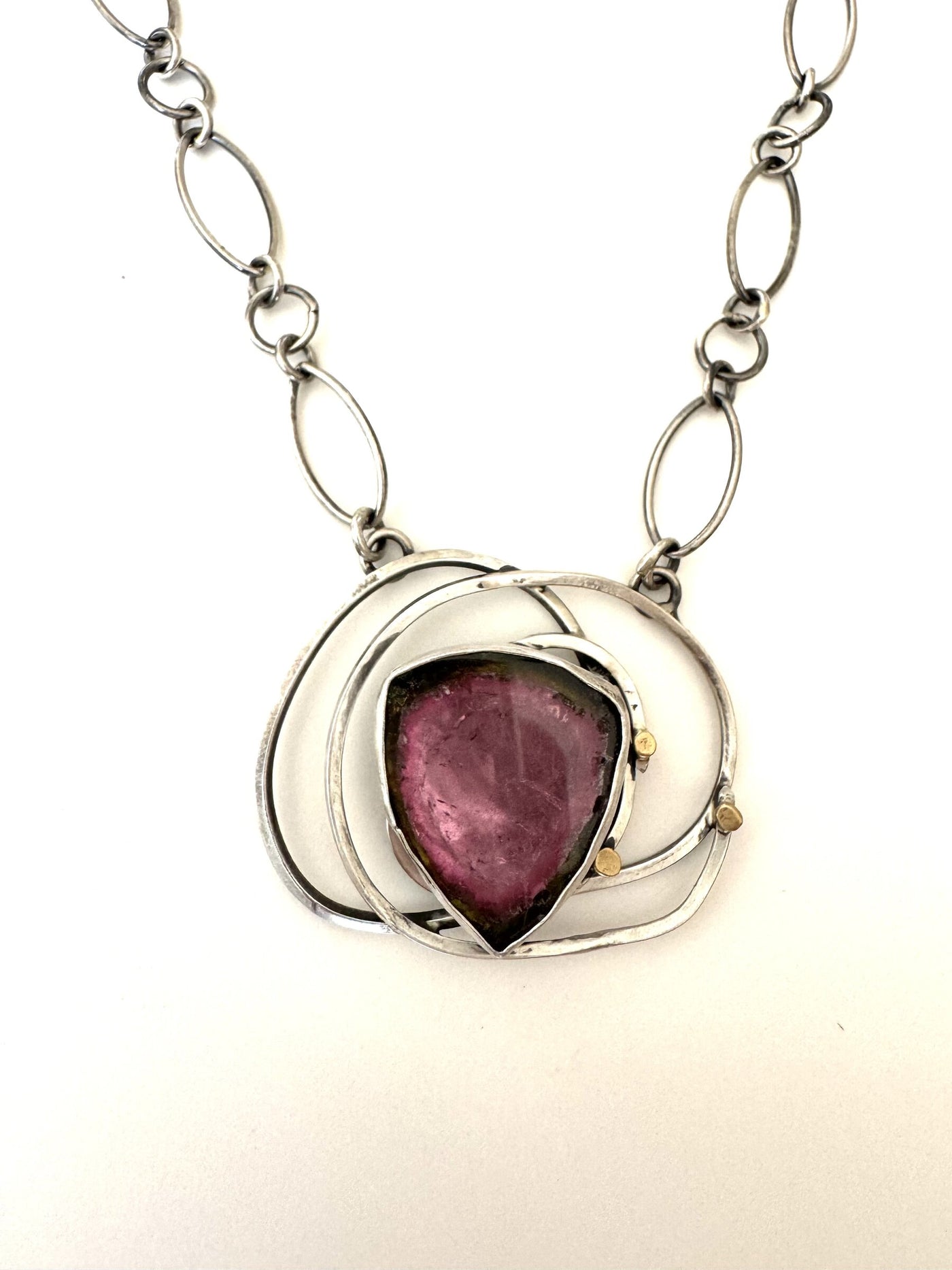 Watermelon Tourmaline Swirl Necklace
