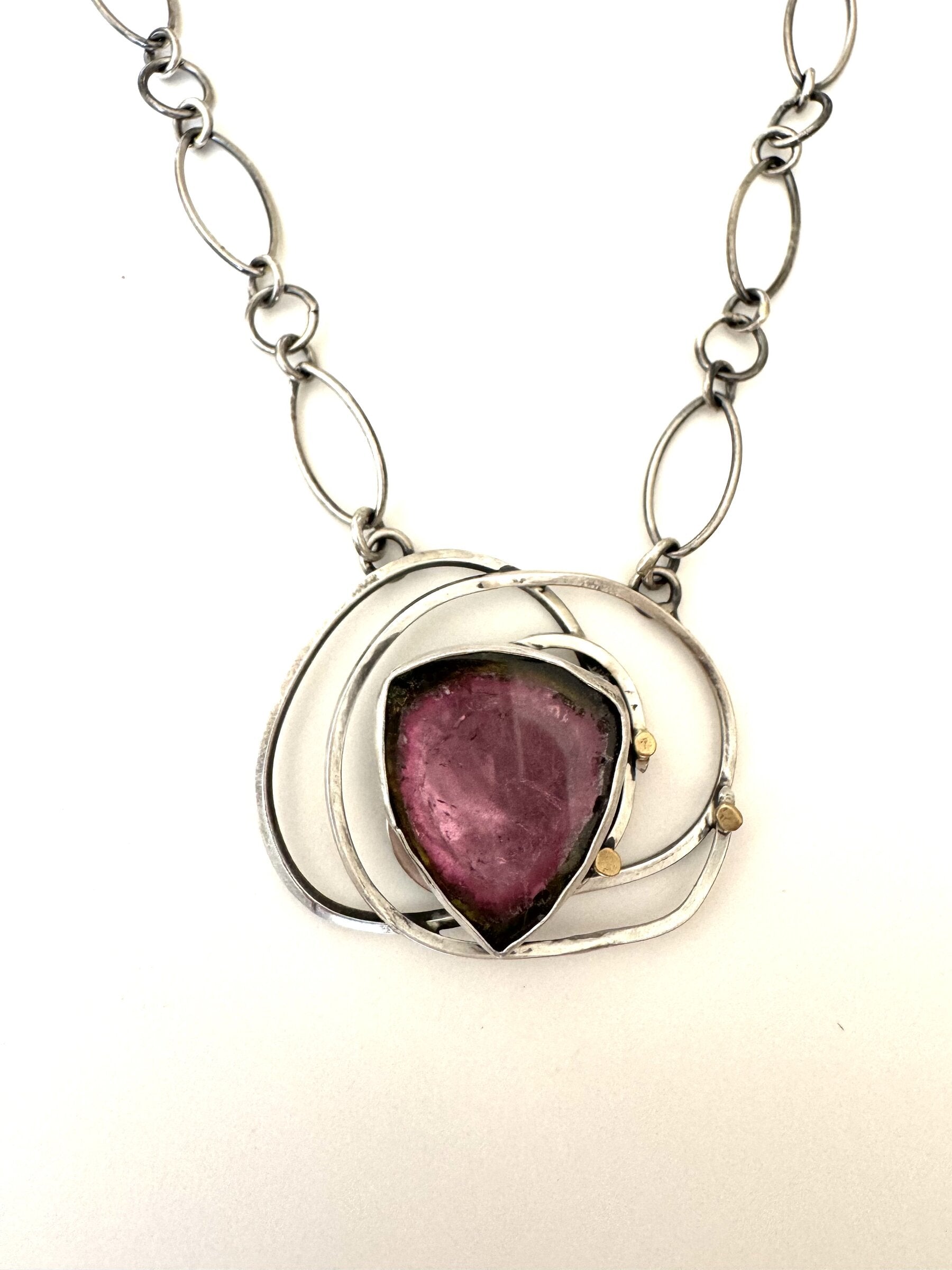 Watermelon Tourmaline Swirl Necklace