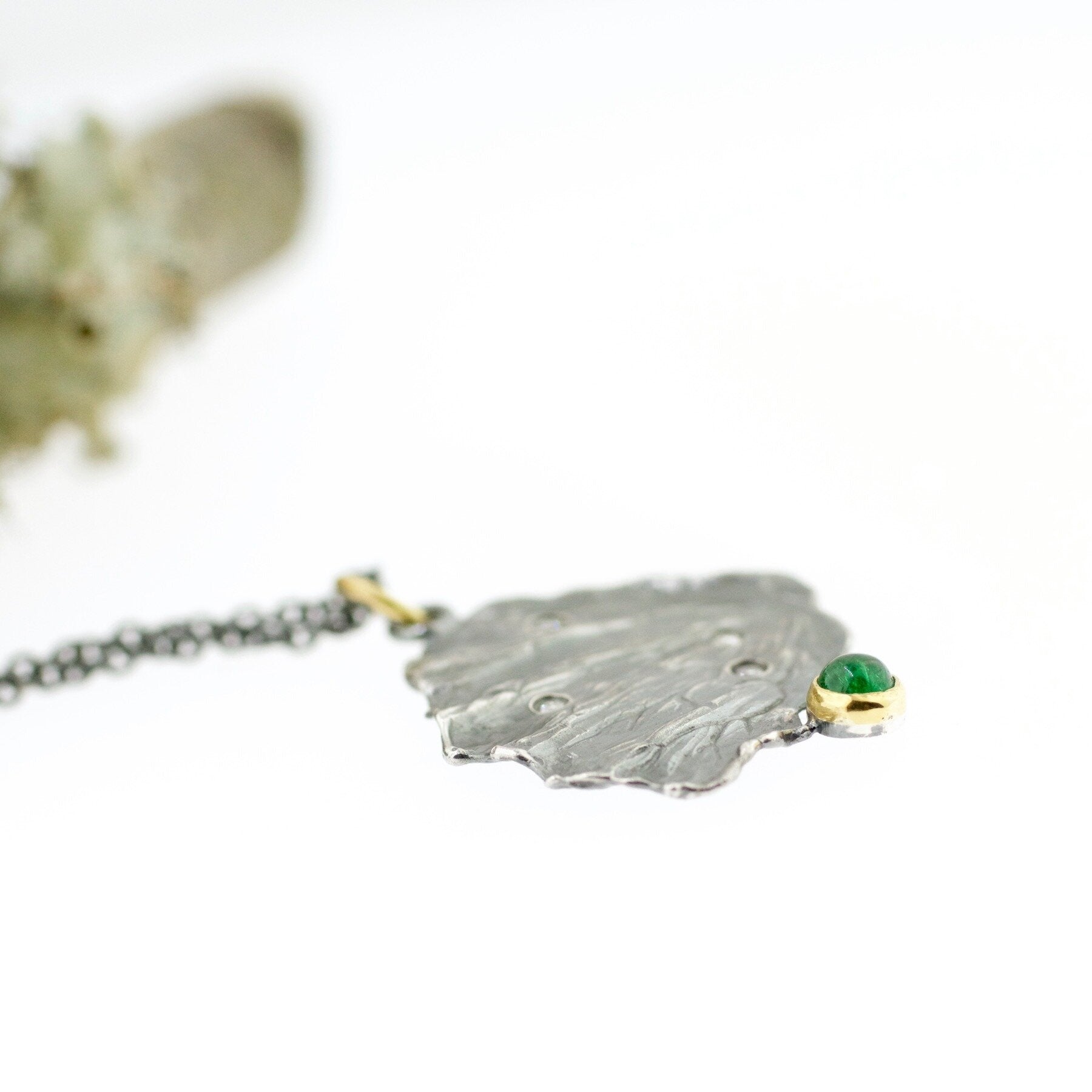 Fan Lichen Emerald and Diamond Pendant