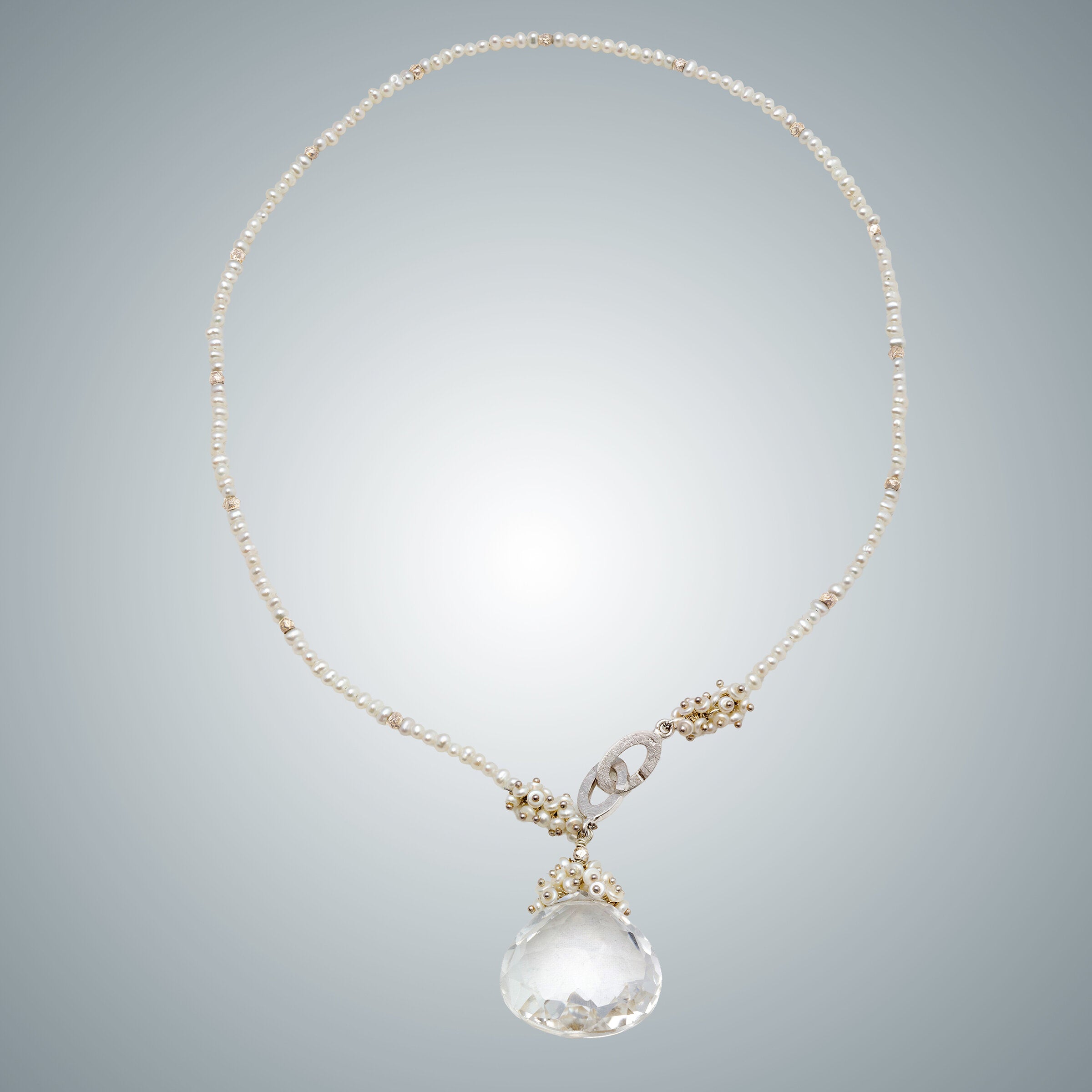 Crystal Quartz, Pearl & Silver Necklace II