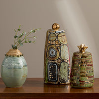 Rustic Abstract Tall Ceramic Box