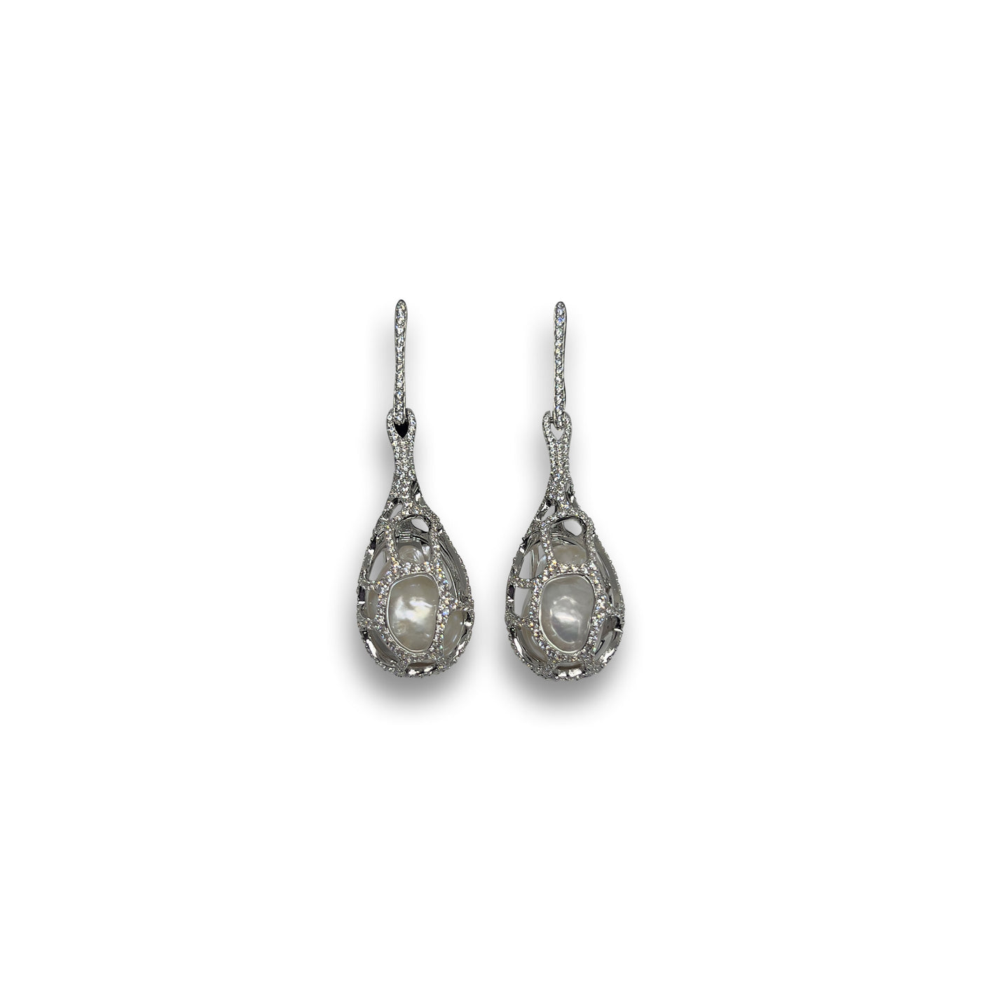 Baroque Pearl Cage Drop Earrings
