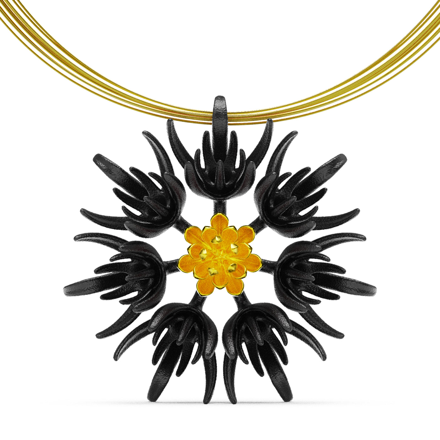 Gold Cornflower Pendant