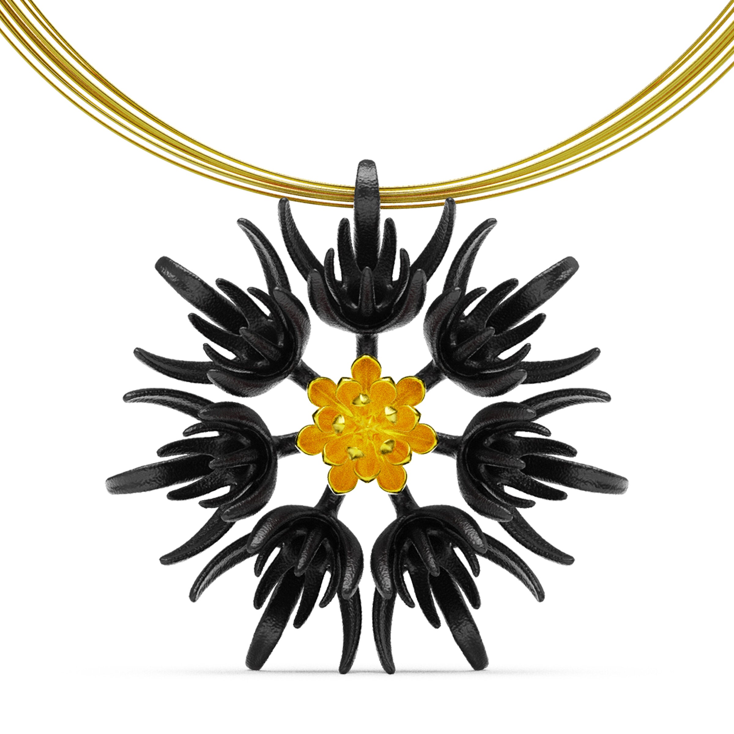Gold Cornflower Pendant