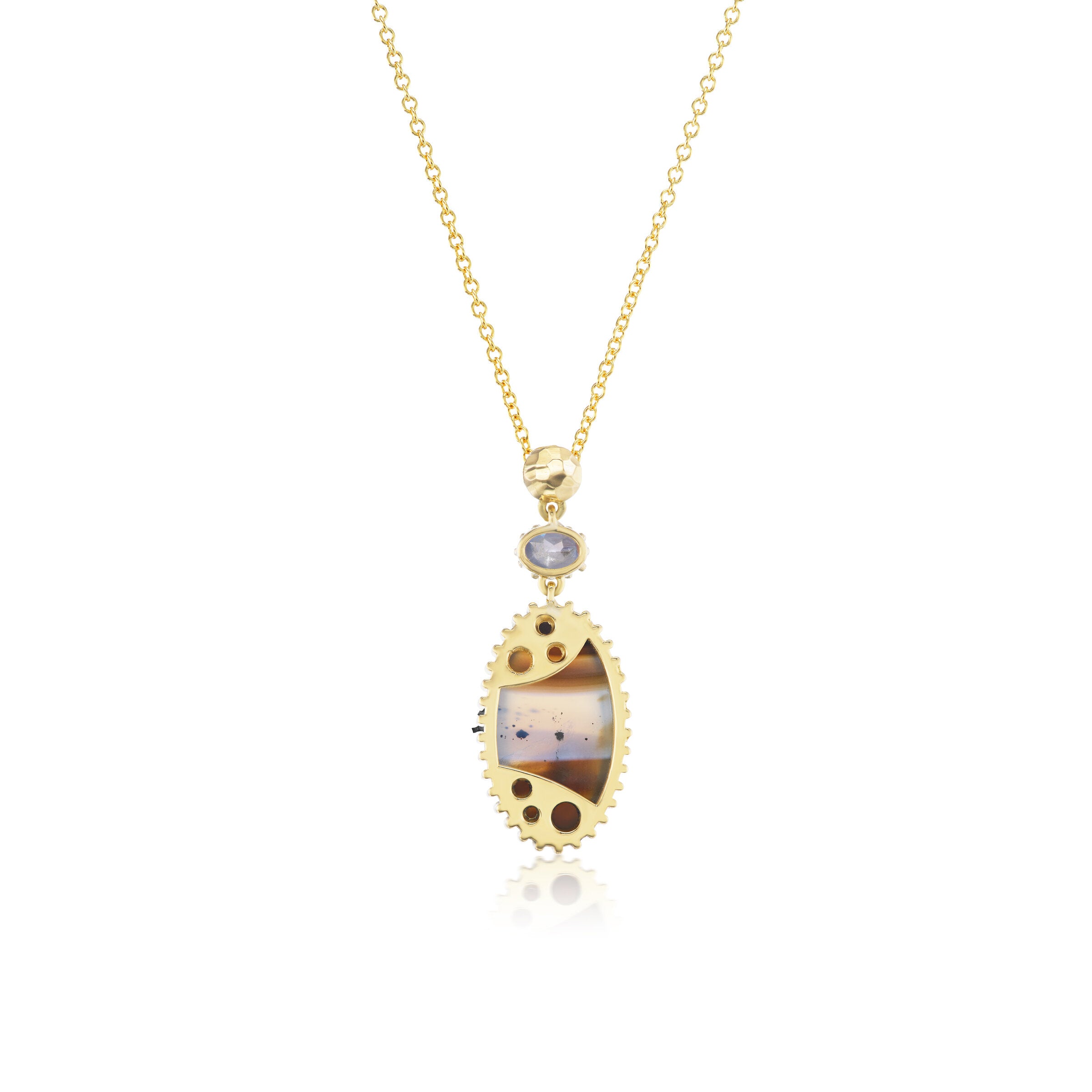 Earth Oval Agate & Sapphire Necklace