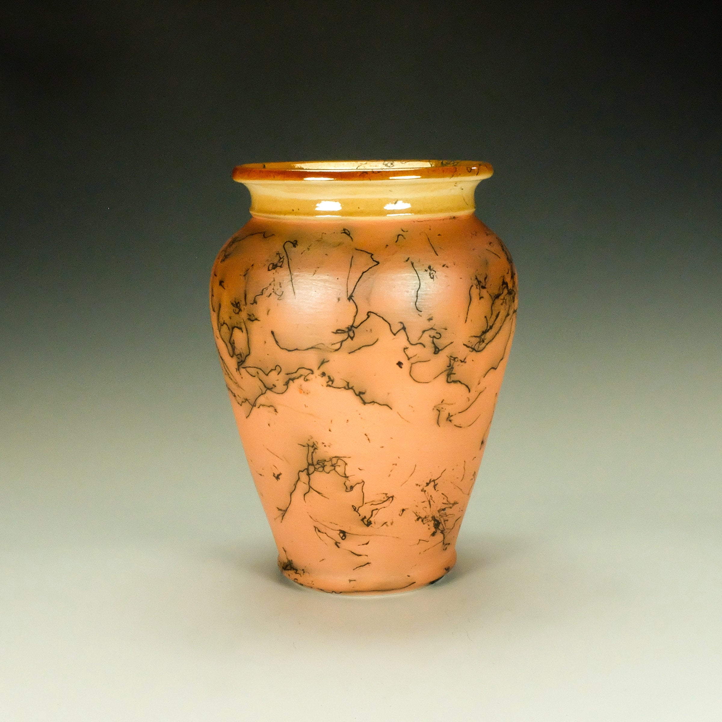 Orange Horsehair Raku Jar