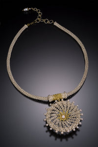 Woven Sundial Medallion Necklace