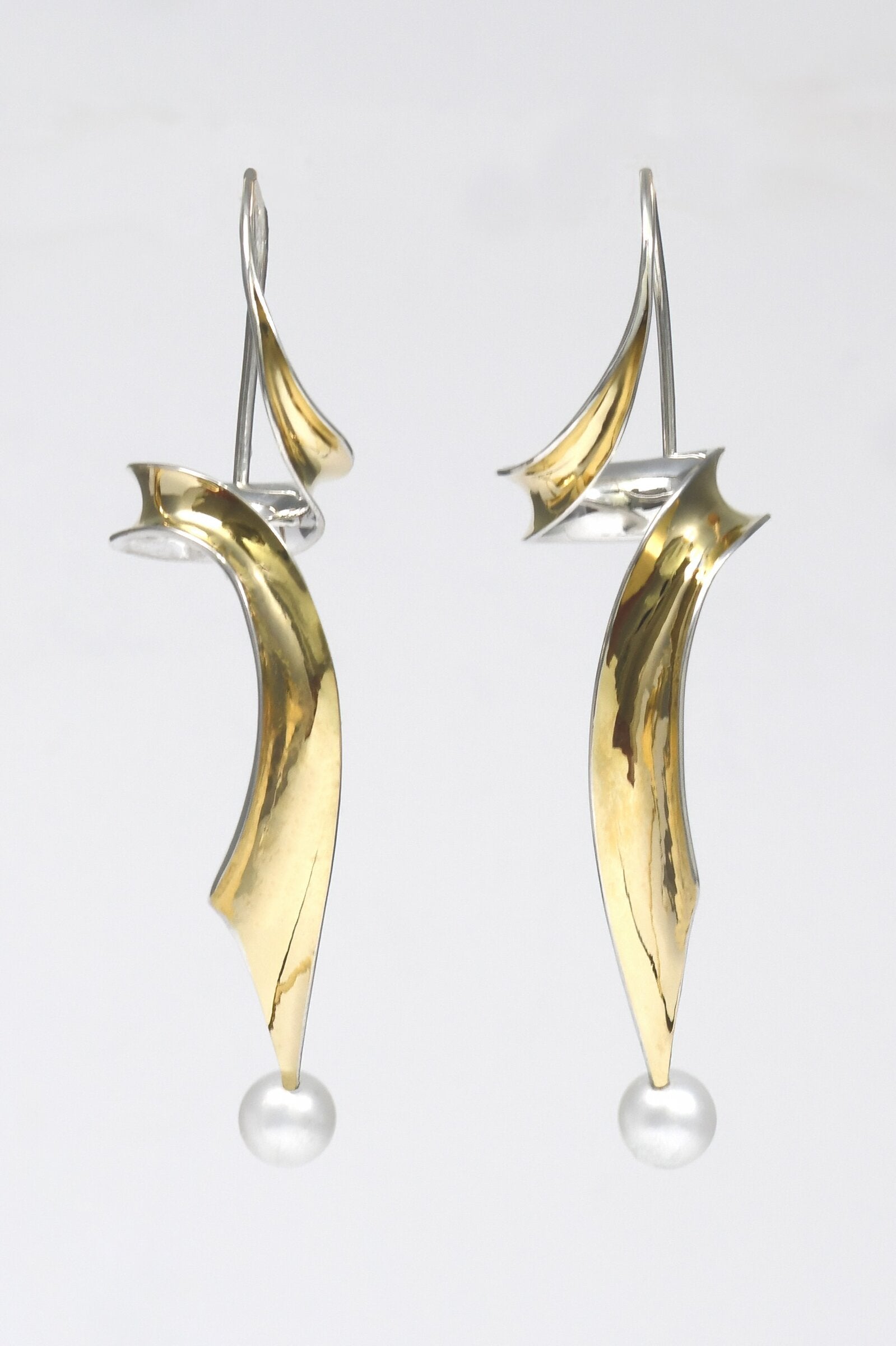 Flared Twirl & Pearl Earrings