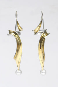 Flared Twirl & Pearl Earrings