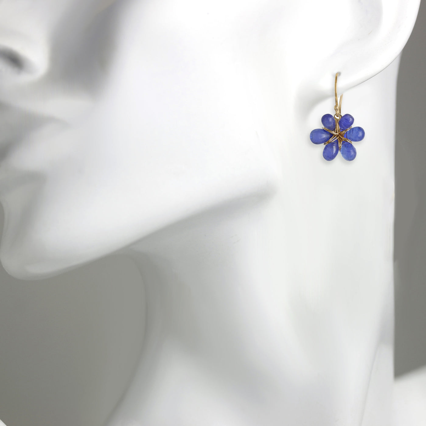 Tanzanite & 14k Gold Flower Earrings