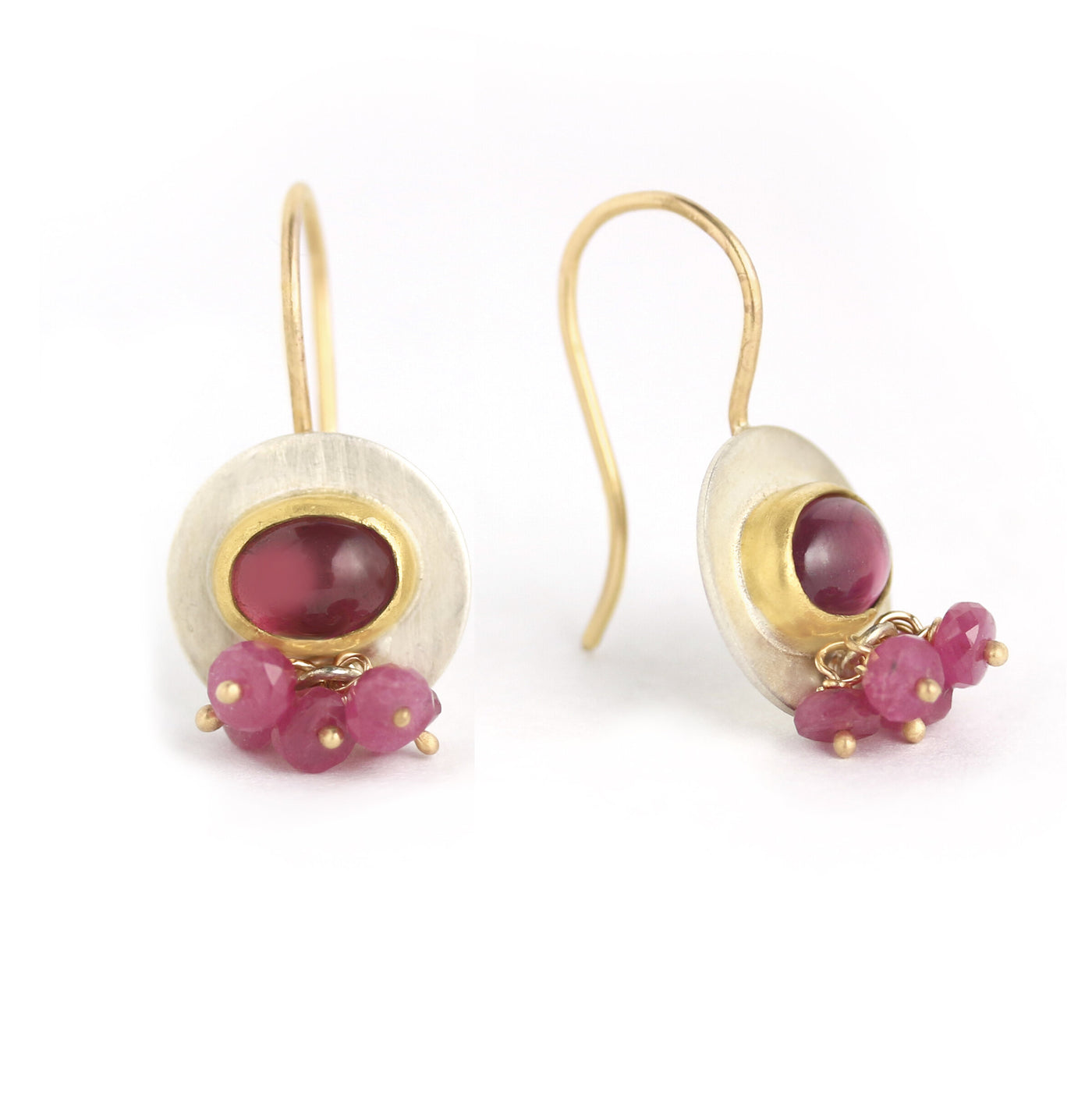 Rhodolite Garnet & Pink Sapphire Clusters Earrings