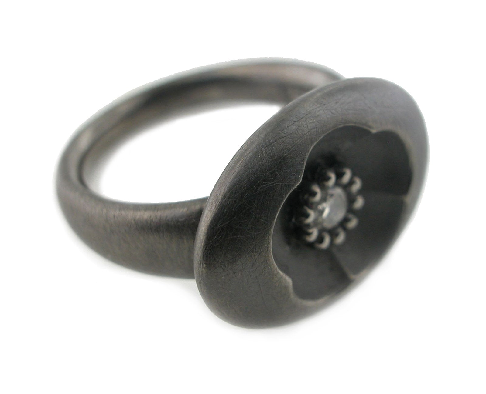 Cherry Blossom Ring in Silver with Diamond