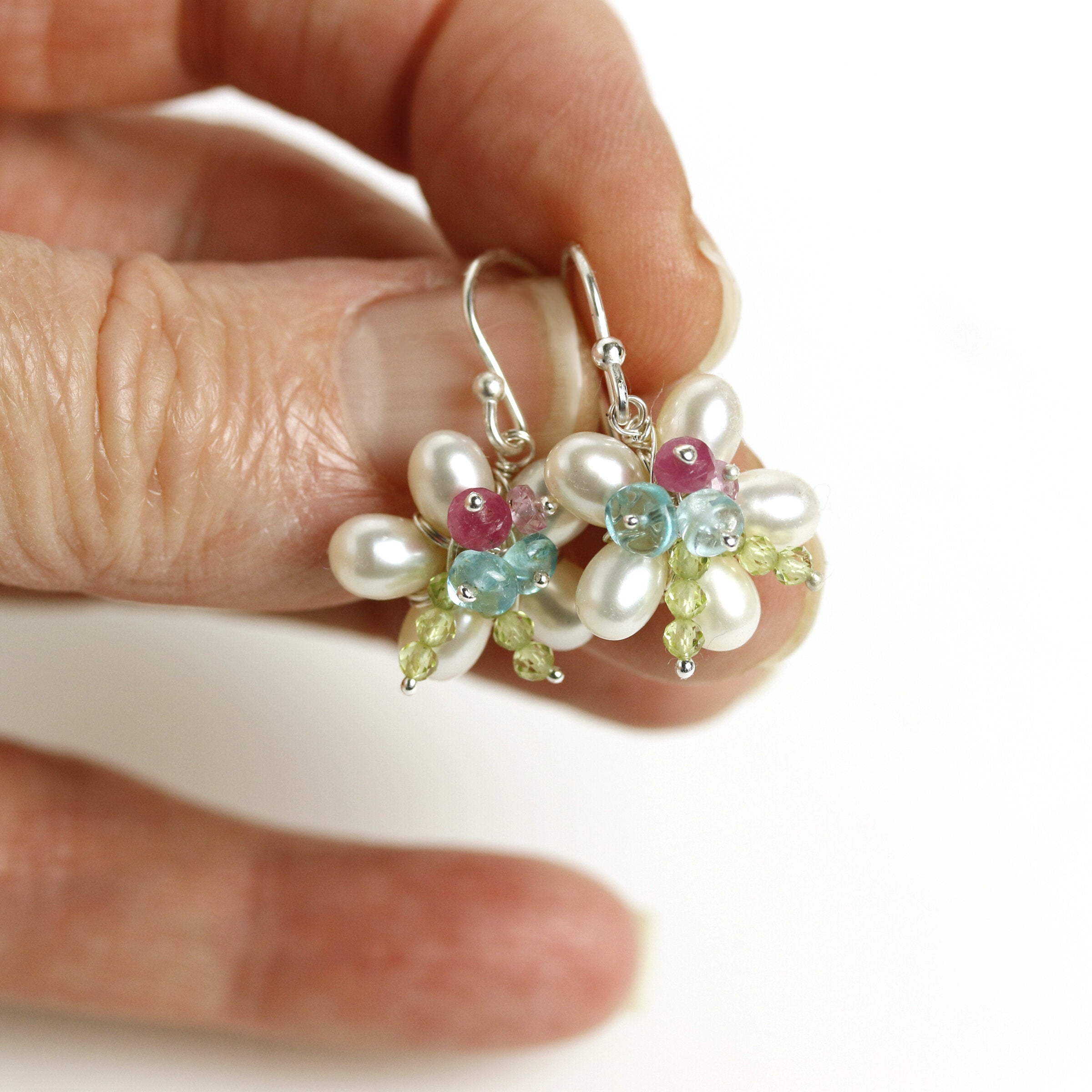Pearl Flower & Spring Cluster Earrings