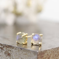 14k Yellow Gold and Labradorite Stud Earrings