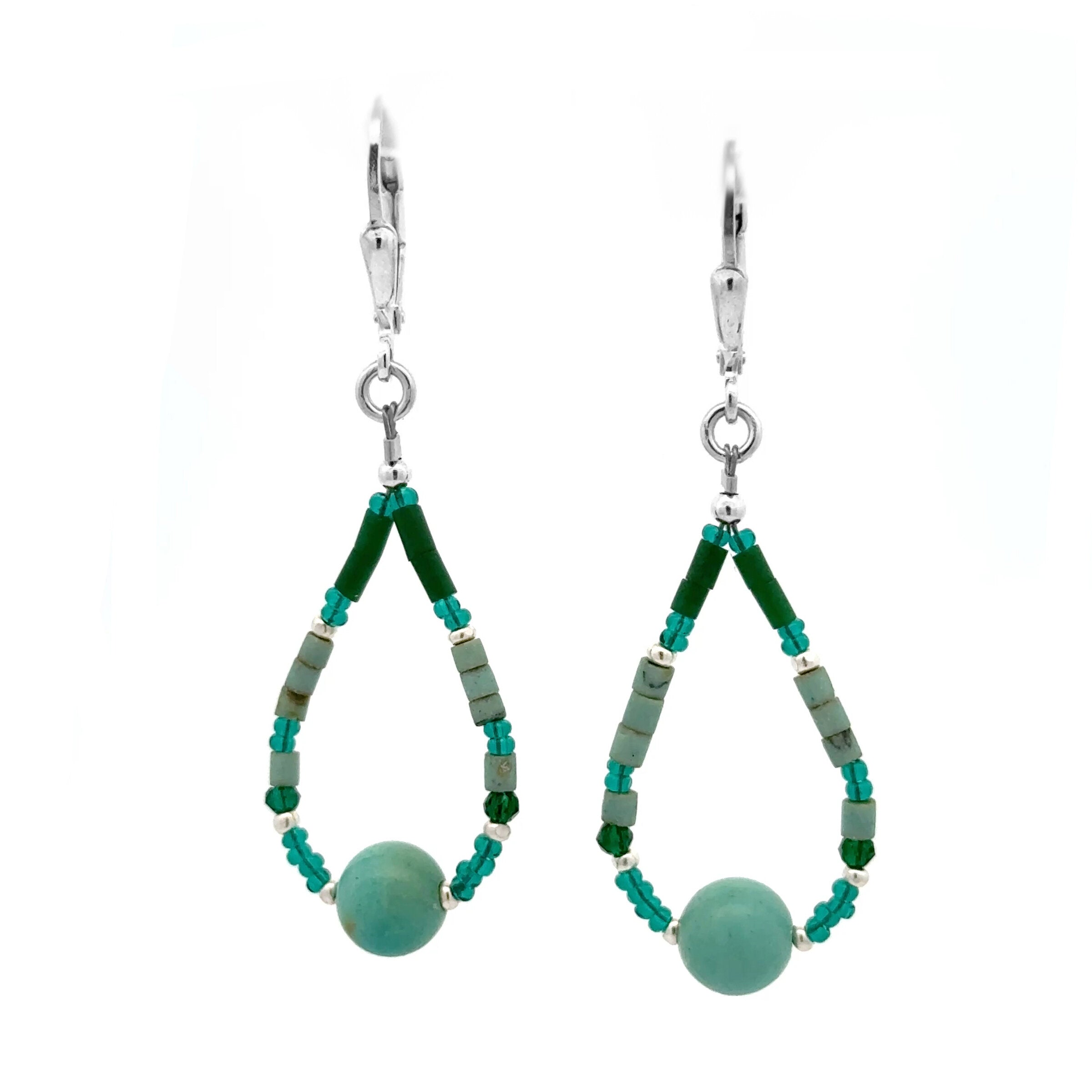 Turquoise & Jade Drop Earrings