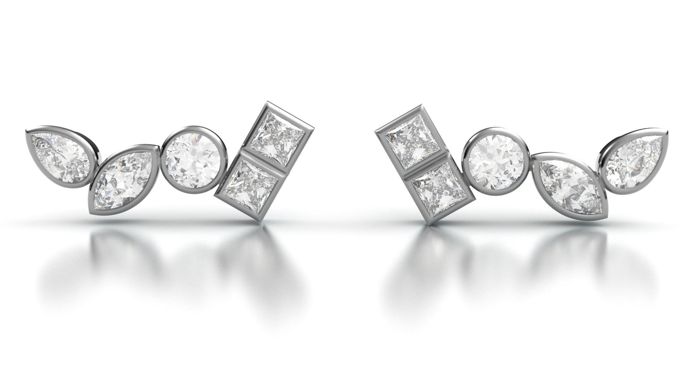 White Sapphire Line Earrings