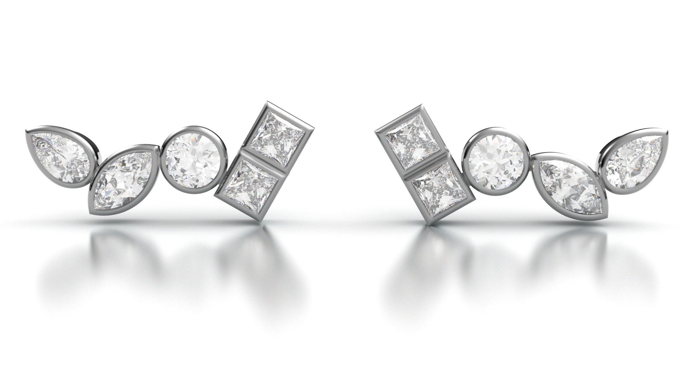 White Sapphire Line Earrings