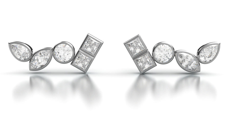 White Sapphire Line Earrings